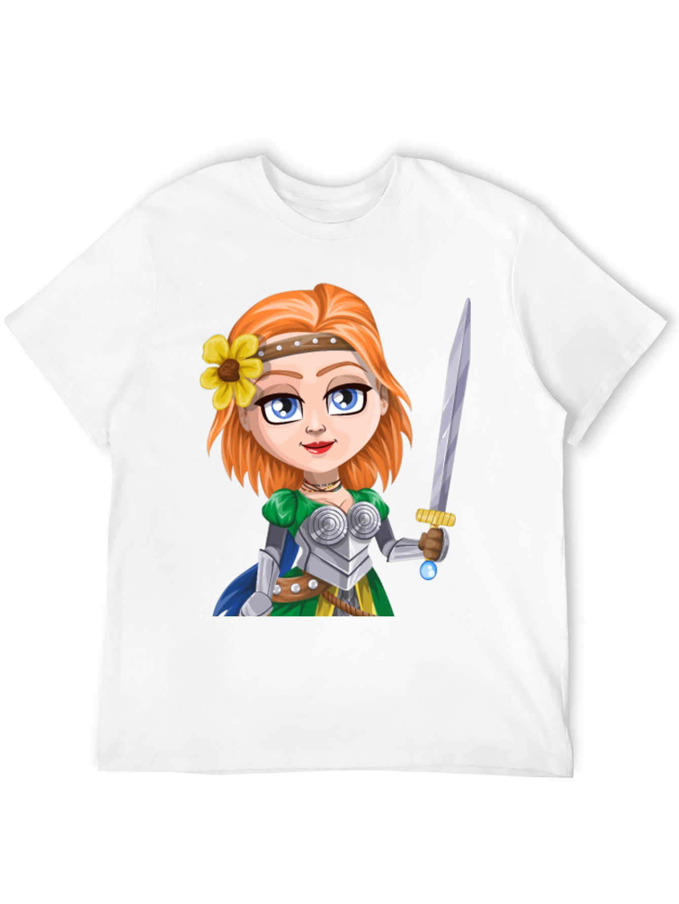 Warrior Princess Cartoon Graphic T-Shirt