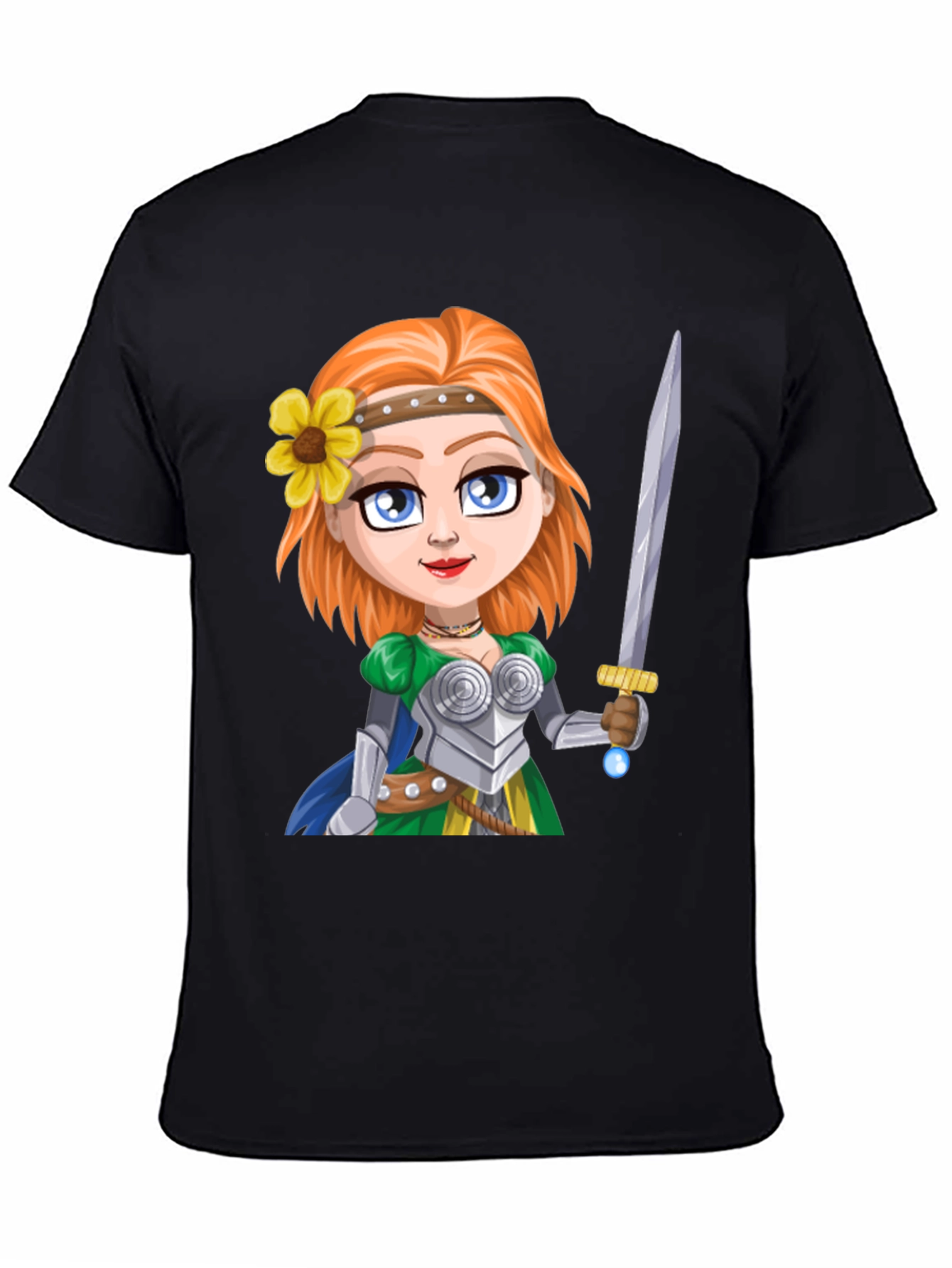 Warrior Princess Cartoon Graphic T-Shirt