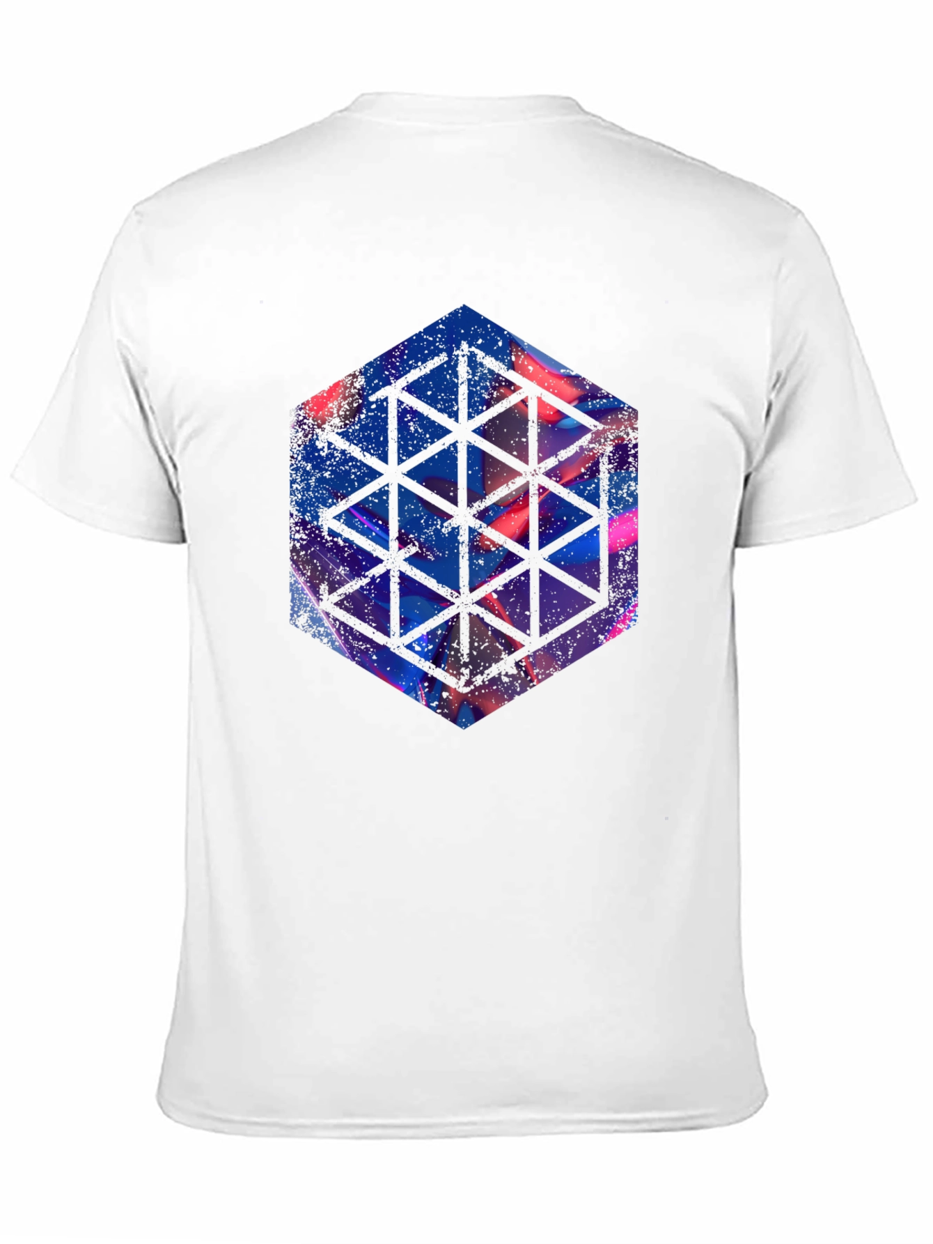 Geometric Hexagon Graphic Black T-Shirt