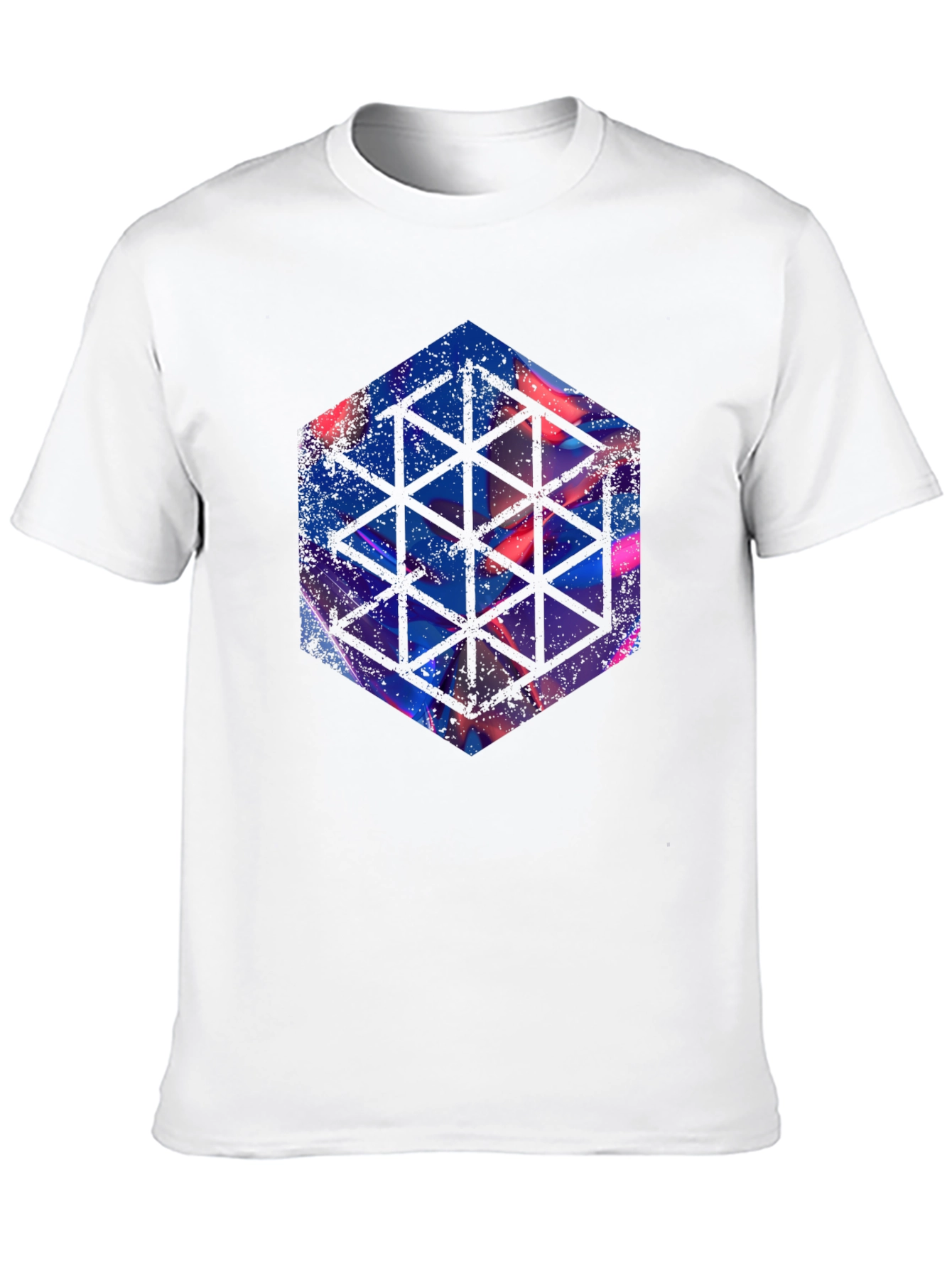 Geometric Hexagon Graphic Black T-Shirt
