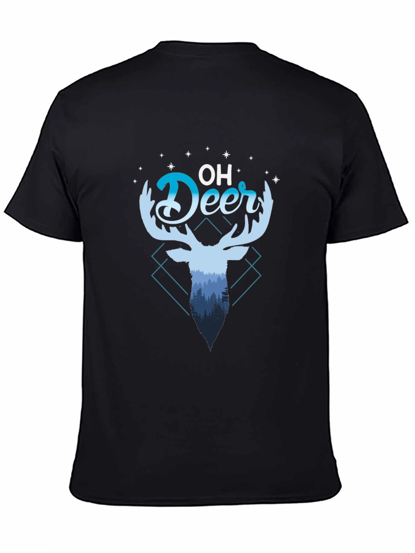 Oh Deer Graphic Tee - Black Cotton Blend Shirt