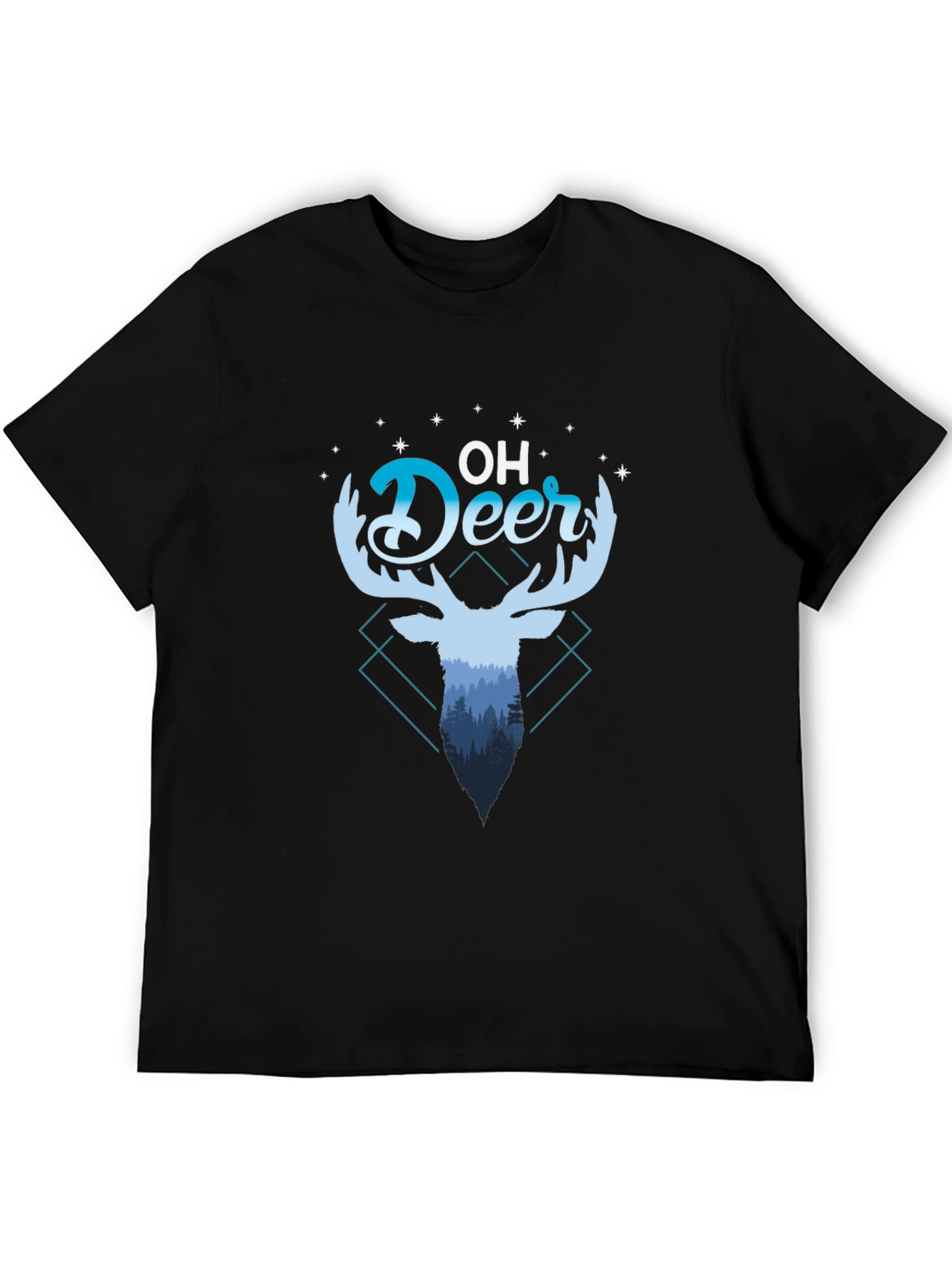 Oh Deer Graphic Tee - Black Cotton Blend Shirt