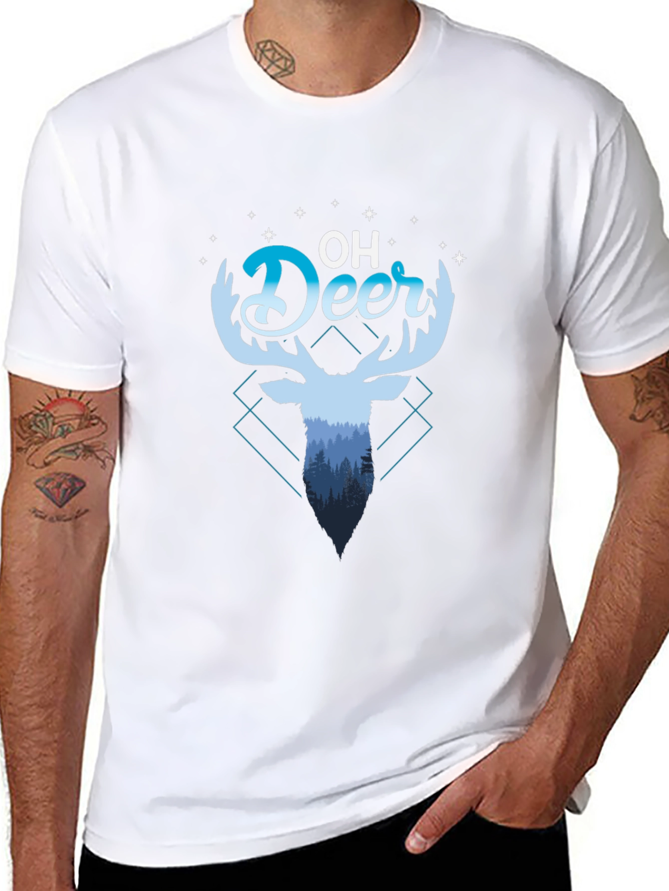 Oh Deer Graphic Tee - Black Cotton Blend Shirt