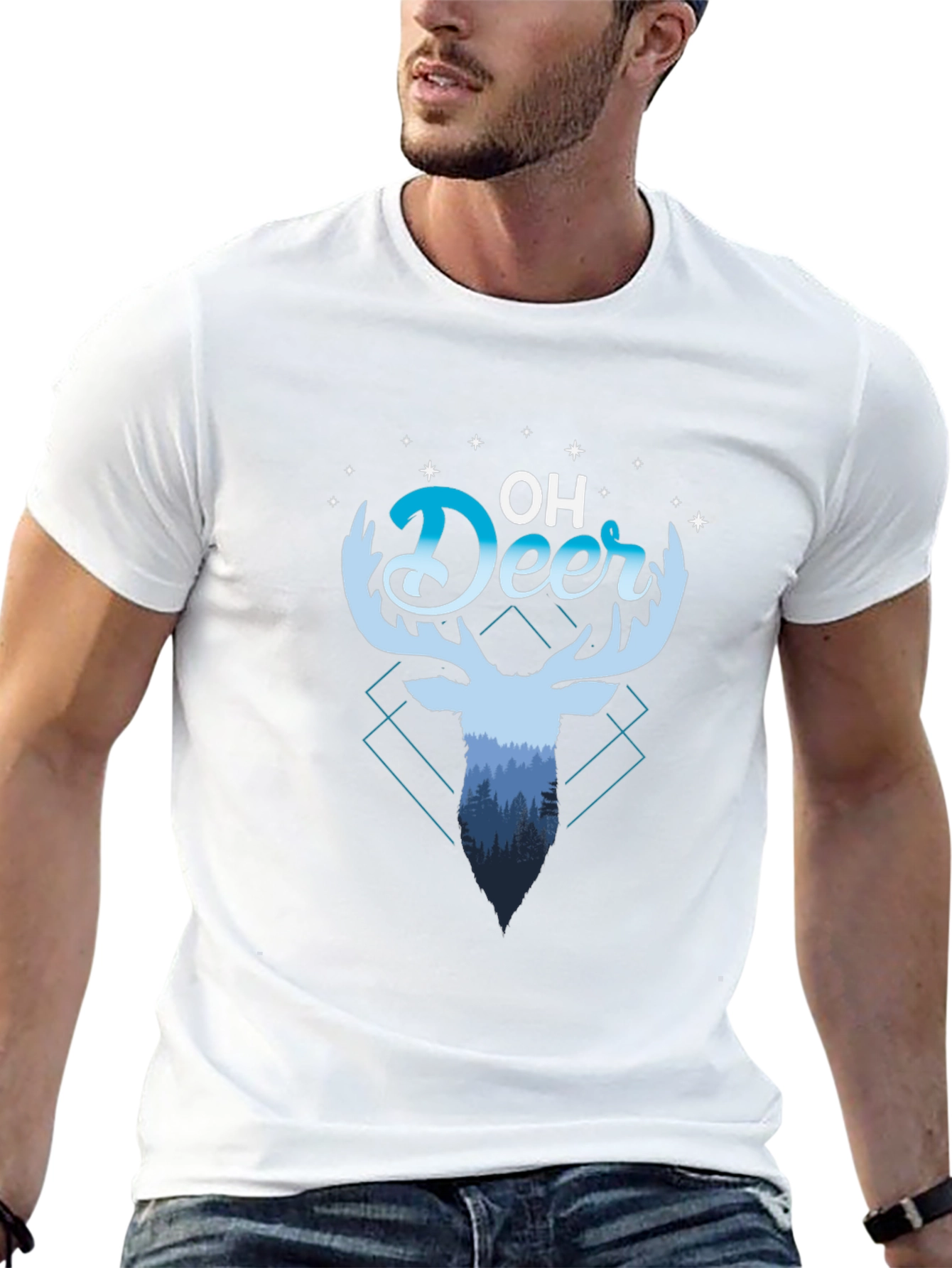 Oh Deer Graphic Tee - Black Cotton Blend Shirt