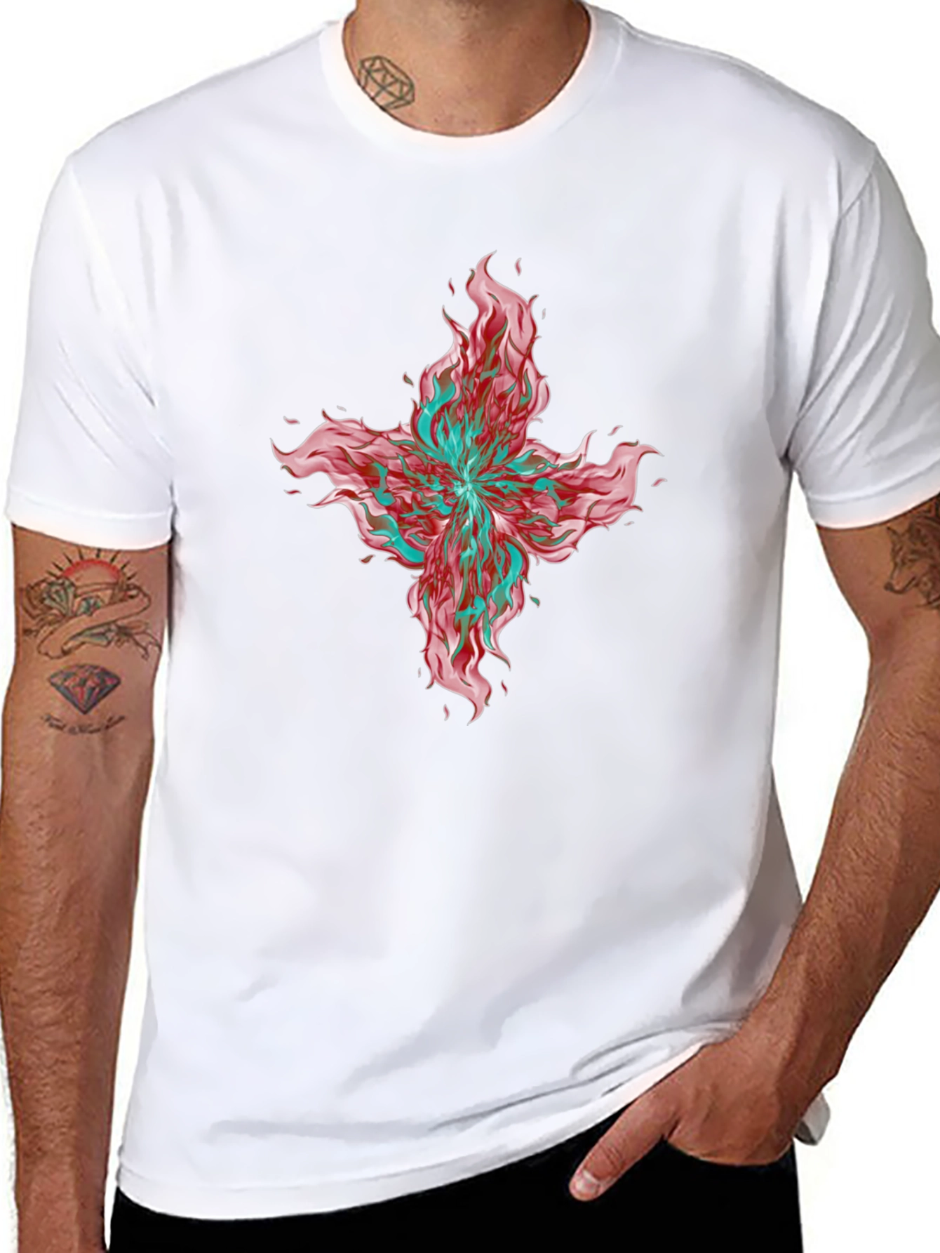 Graphic Print T-Shirt - Bold Floral Design