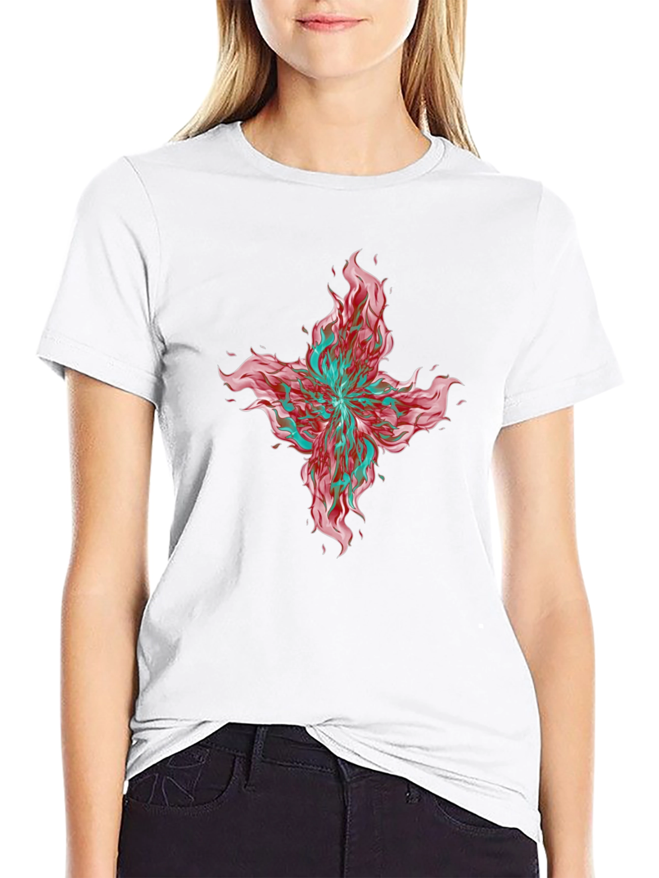 Graphic Print T-Shirt - Bold Floral Design