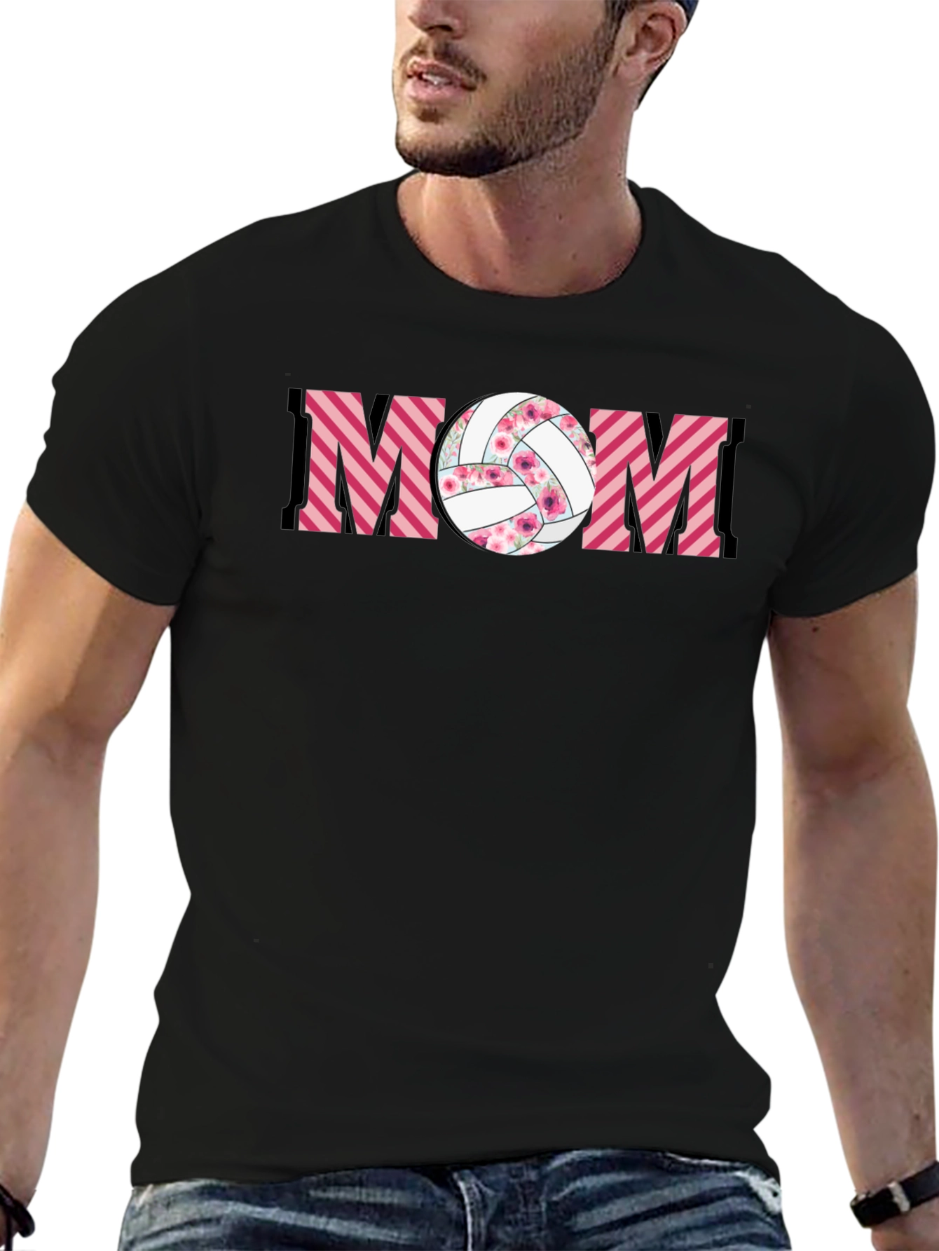 Volleyball Mom Graphic T-Shirt - Floral Ball Design
