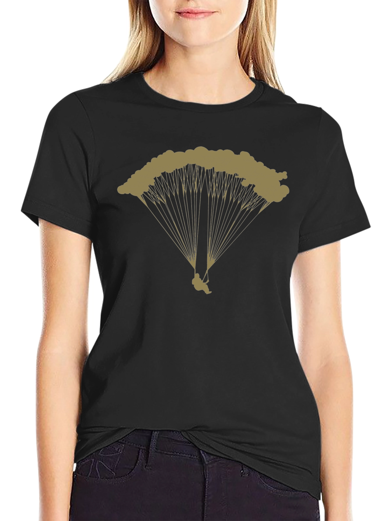 Parachute Graphic Tee - Black Cotton T-Shirt