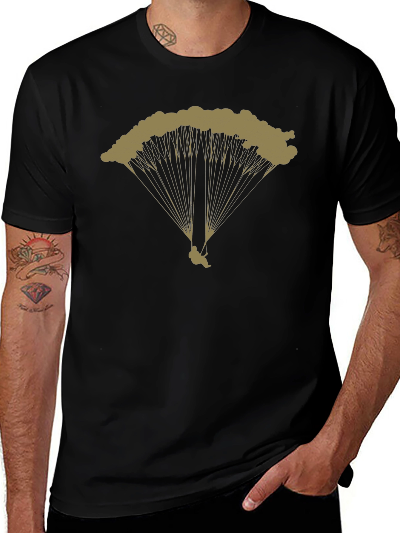 Parachute Graphic Tee - Black Cotton T-Shirt