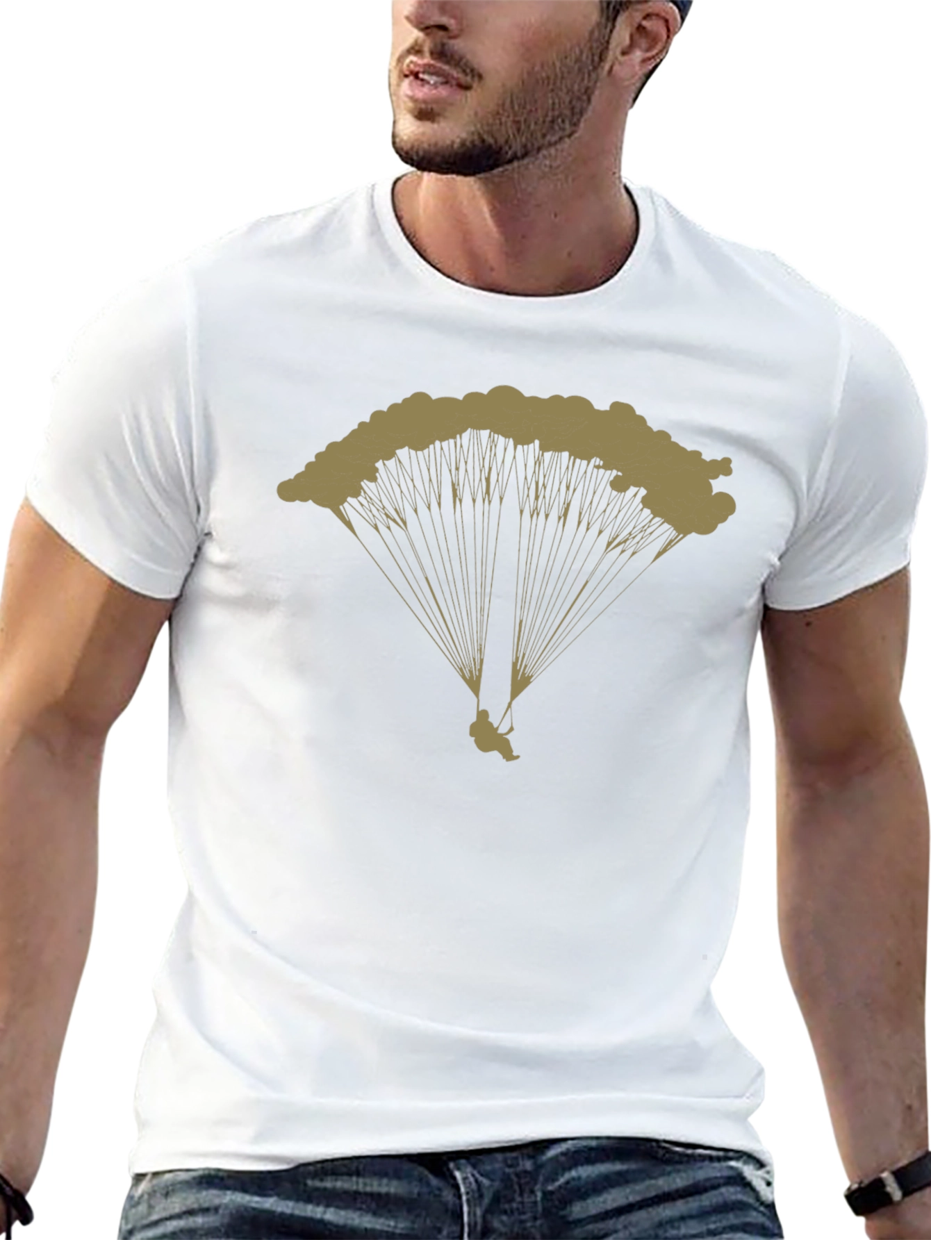 Parachute Graphic Tee - Black Cotton T-Shirt