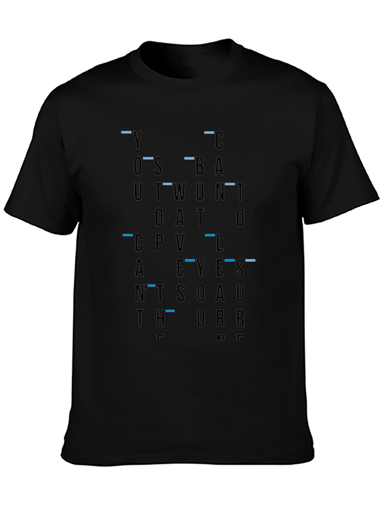 Mens Black T-Shirt with Abstract Lettering Design
