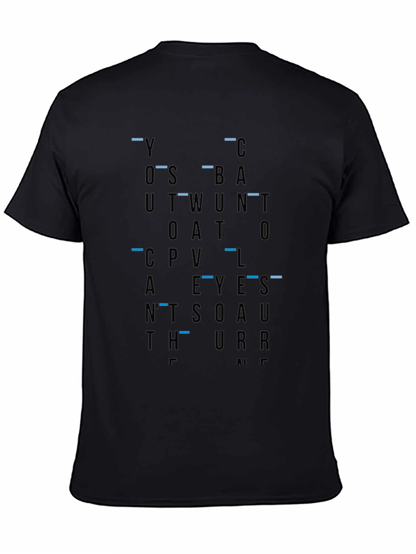 Mens Black T-Shirt with Abstract Lettering Design
