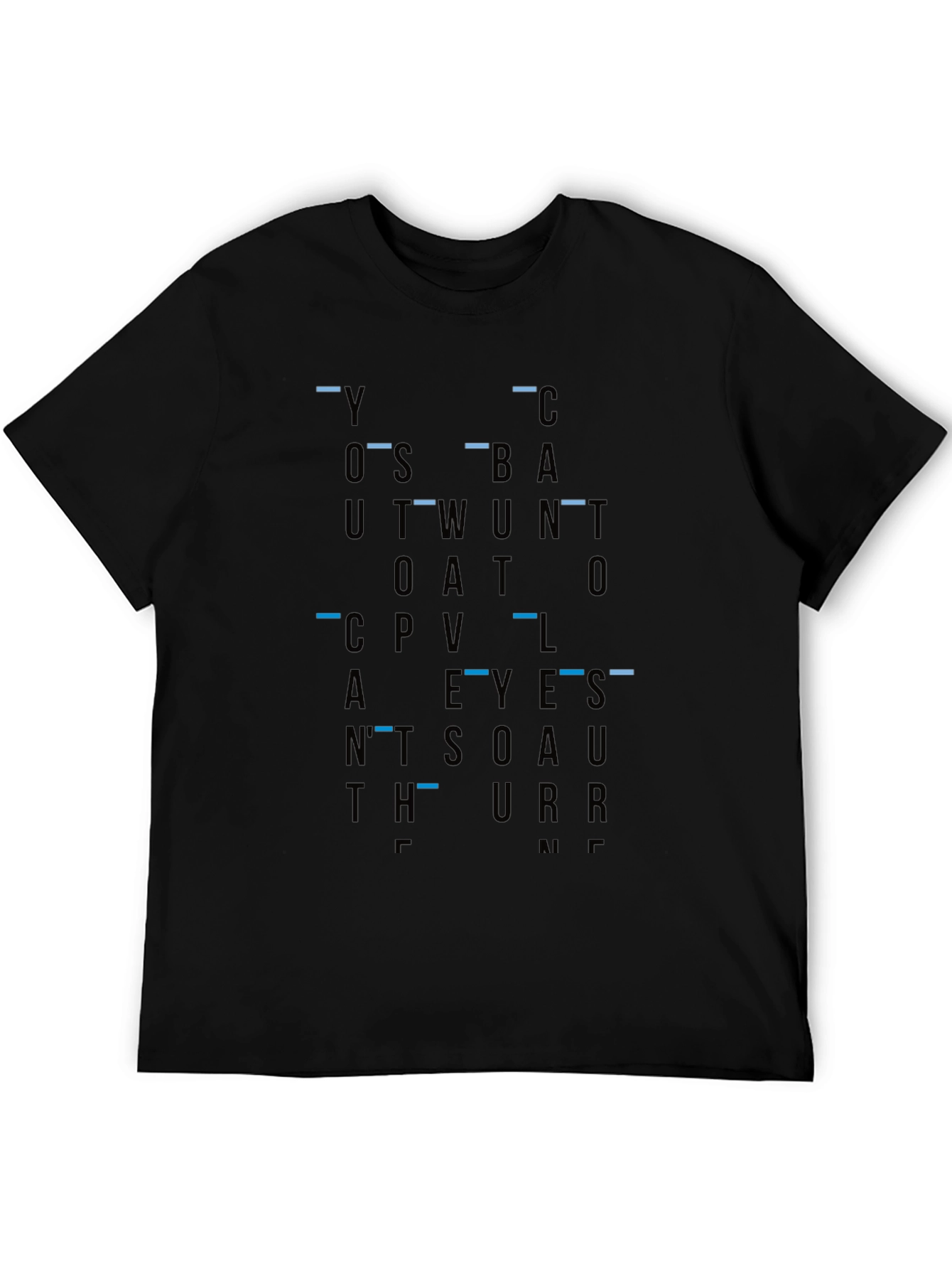 Mens Black T-Shirt with Abstract Lettering Design