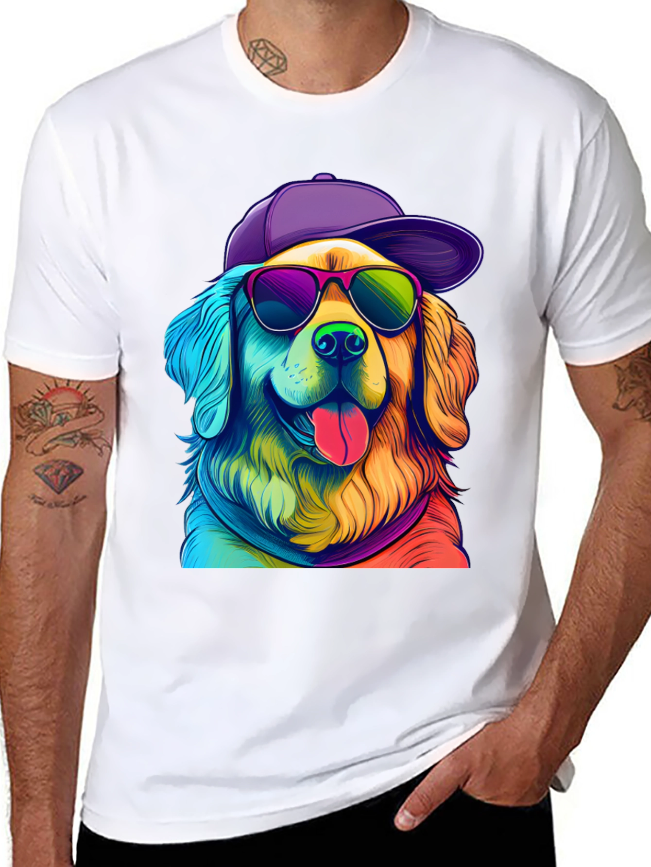 Cool Dog Graphic Tee - Rainbow Pup T-Shirt