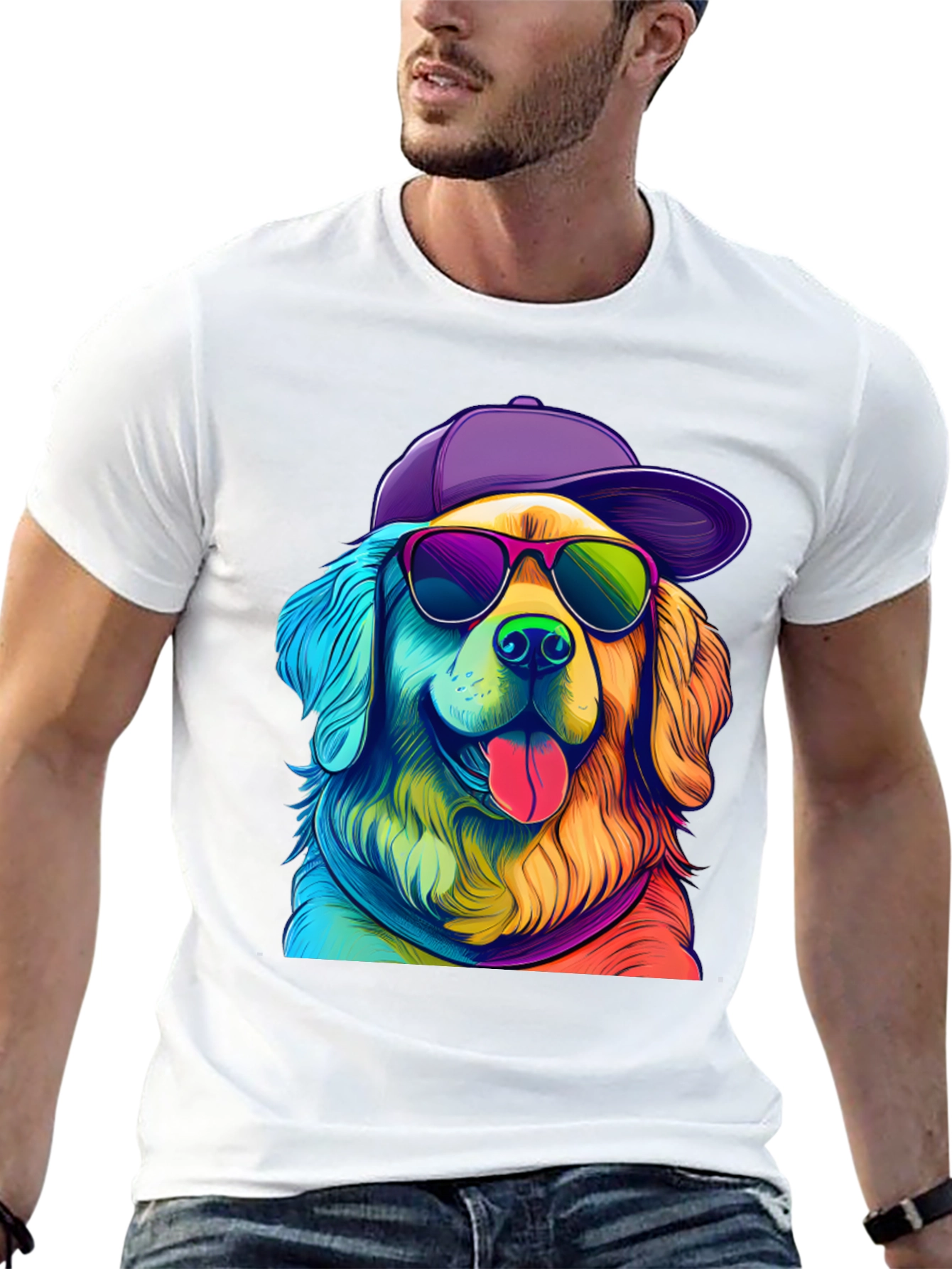 Cool Dog Graphic Tee - Rainbow Pup T-Shirt
