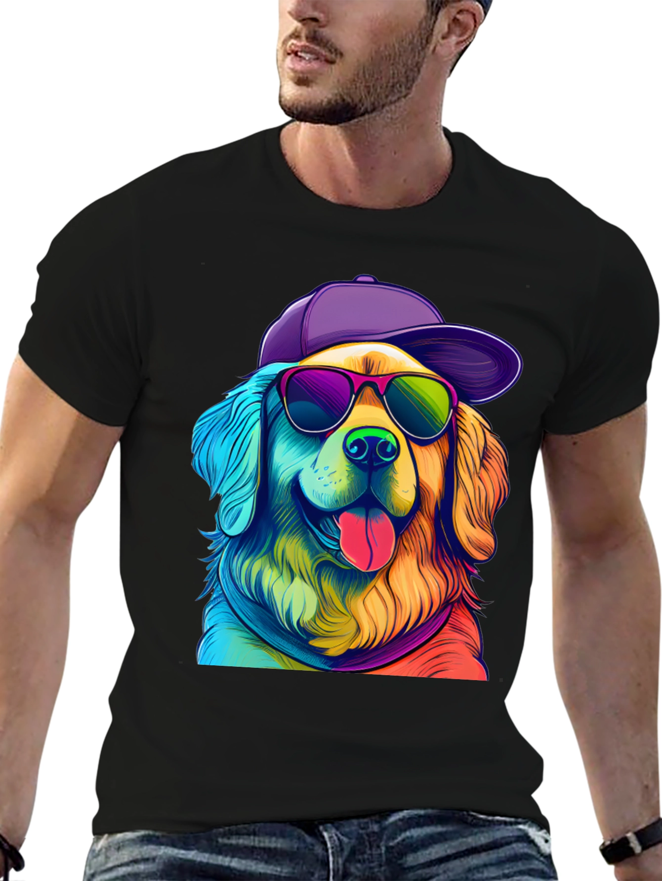 Cool Dog Graphic Tee - Rainbow Pup T-Shirt