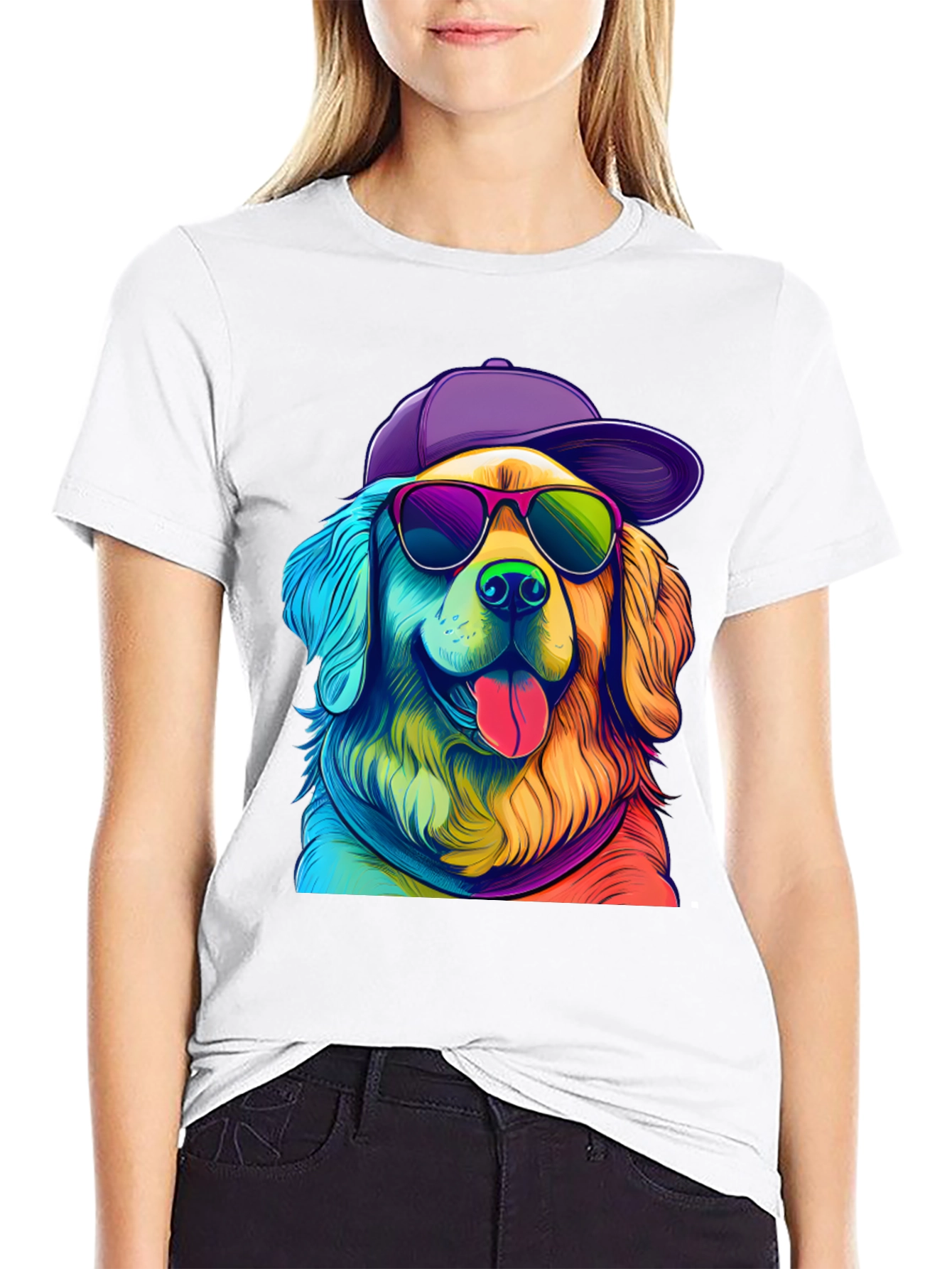 Cool Dog Graphic Tee - Rainbow Pup T-Shirt
