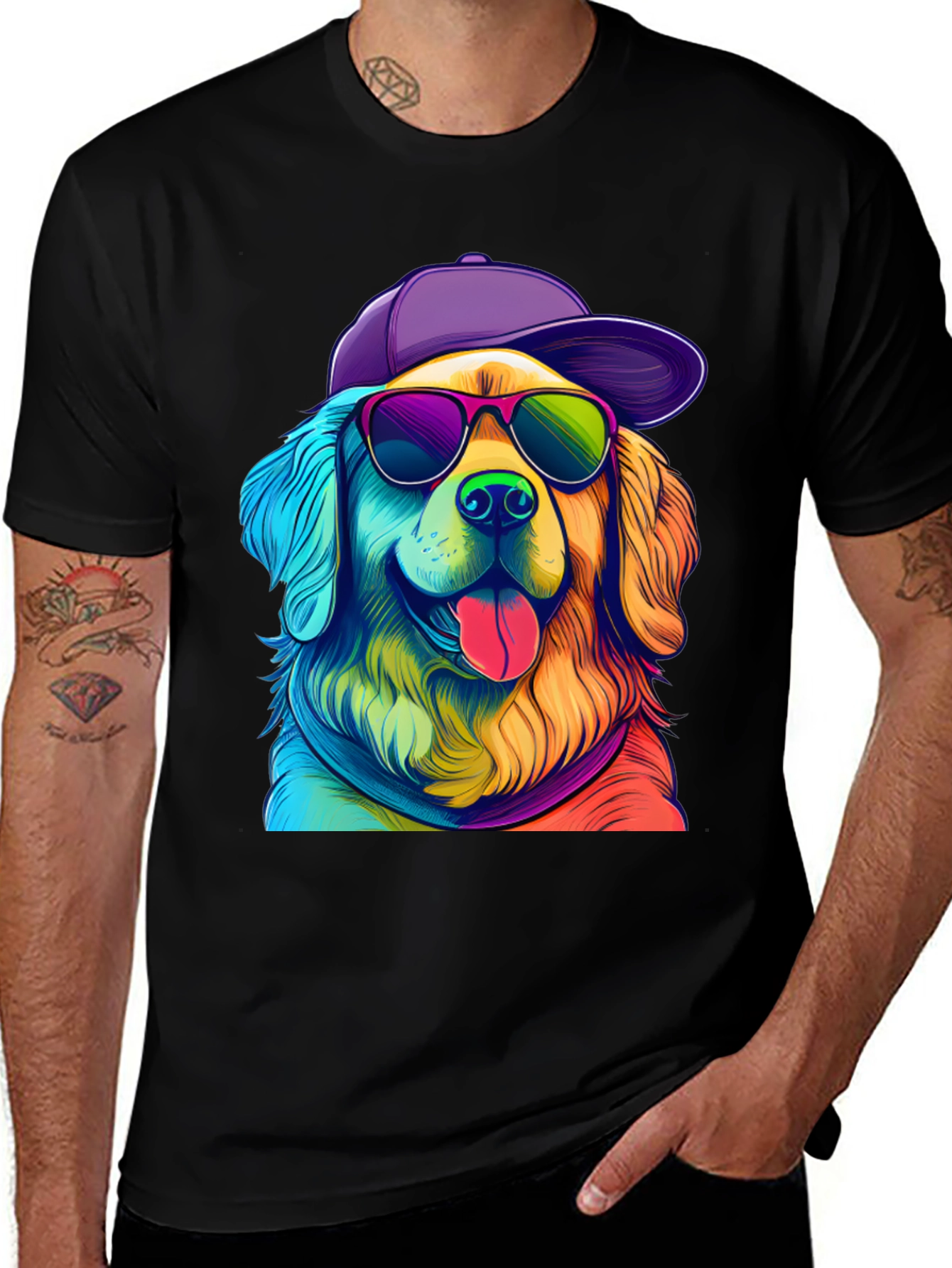 Cool Dog Graphic Tee - Rainbow Pup T-Shirt