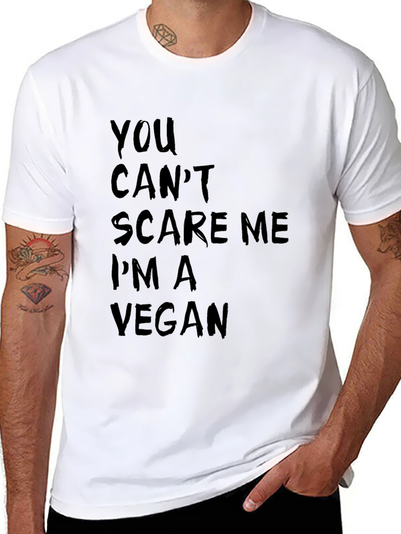 Vegan Humor Graphic Tee: You Cant Scare Me