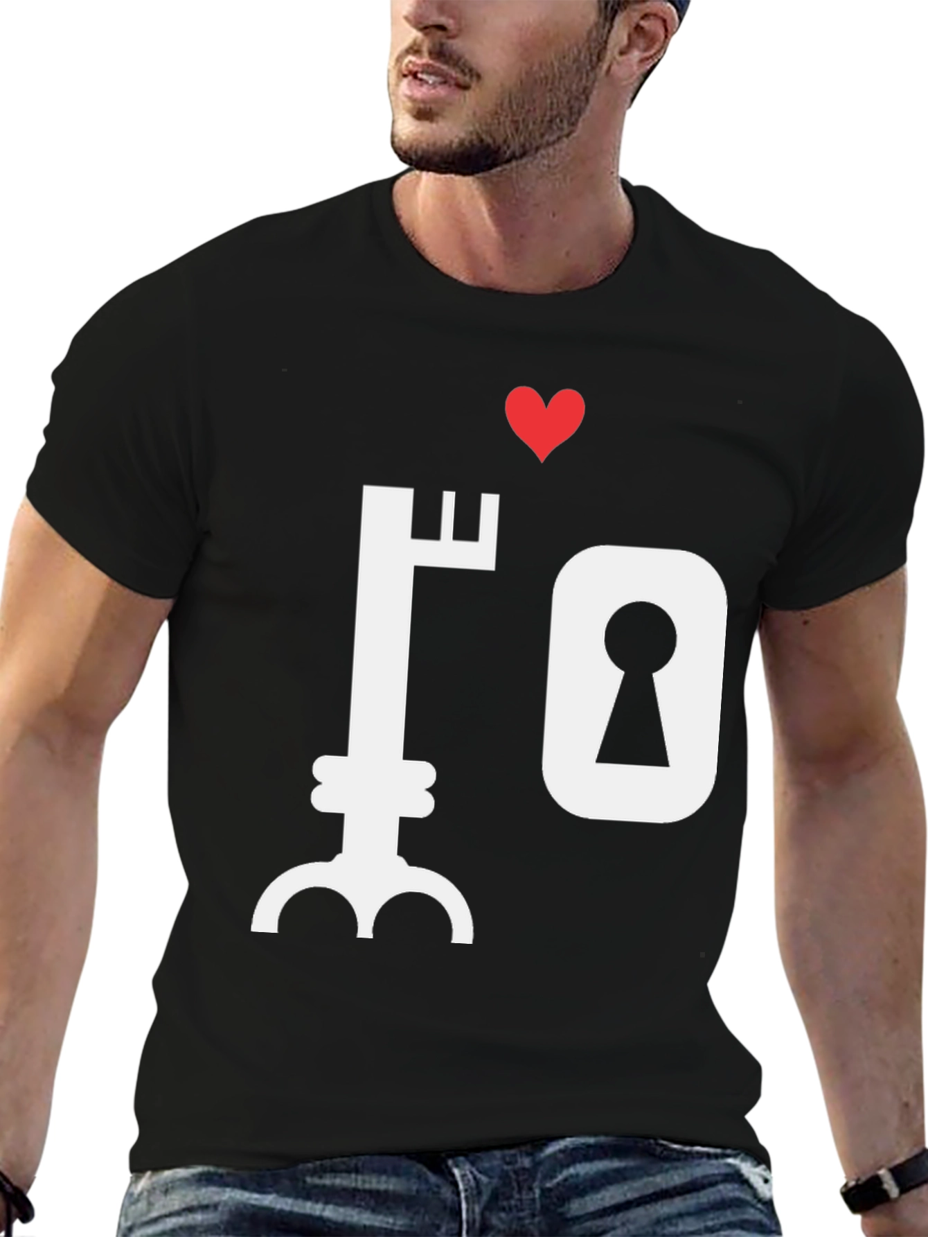 Key to My Heart Graphic T-Shirt - Black