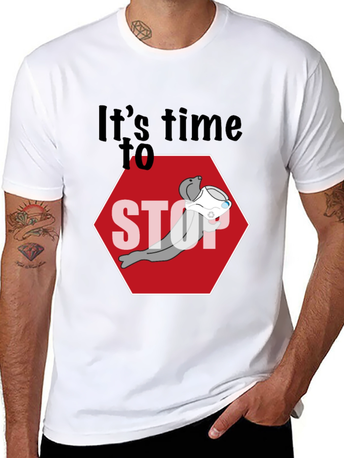 Stop Seal T-Shirt - Humorous Graphic Tee