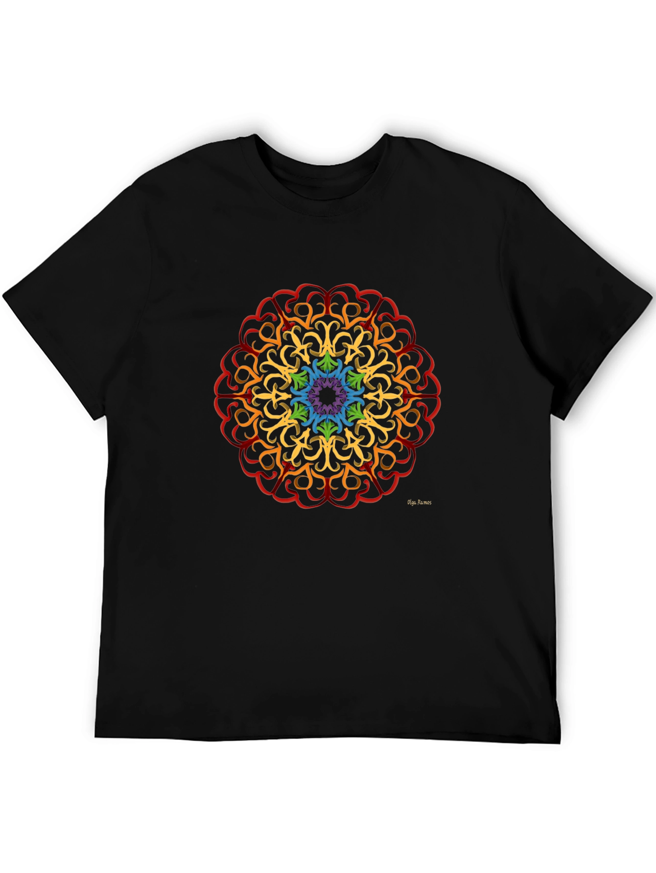 Rainbow Mandala Graphic T-Shirt - Artistic Design
