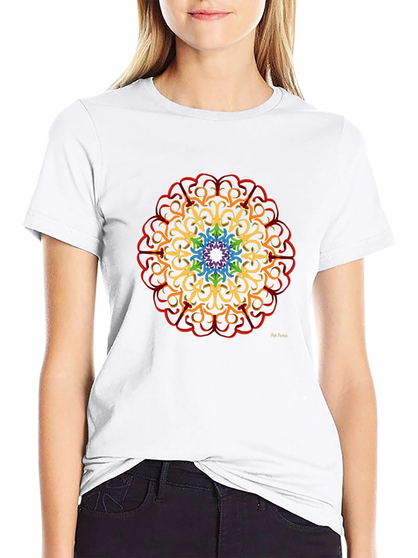 Rainbow Mandala Graphic T-Shirt - Artistic Design