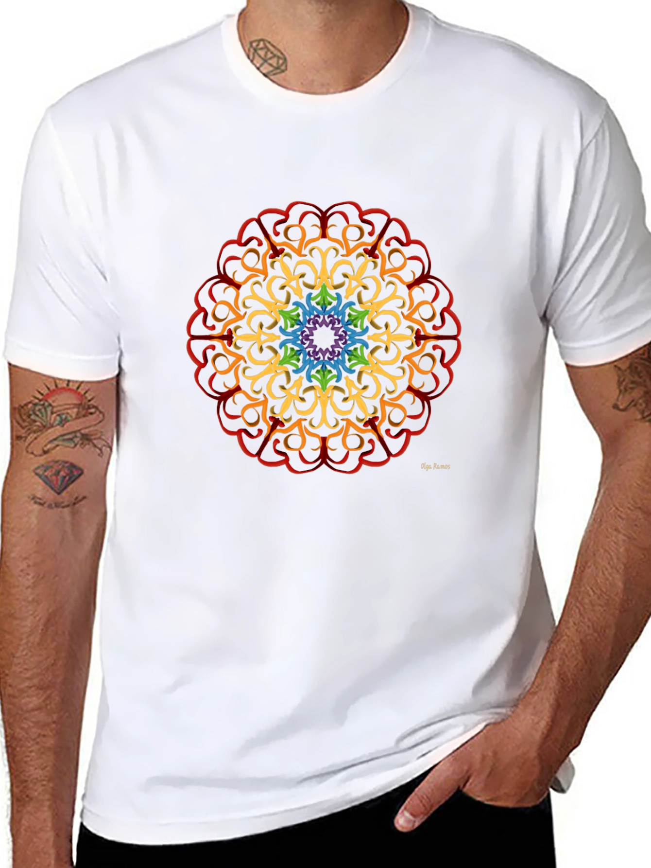 Rainbow Mandala Graphic T-Shirt - Artistic Design