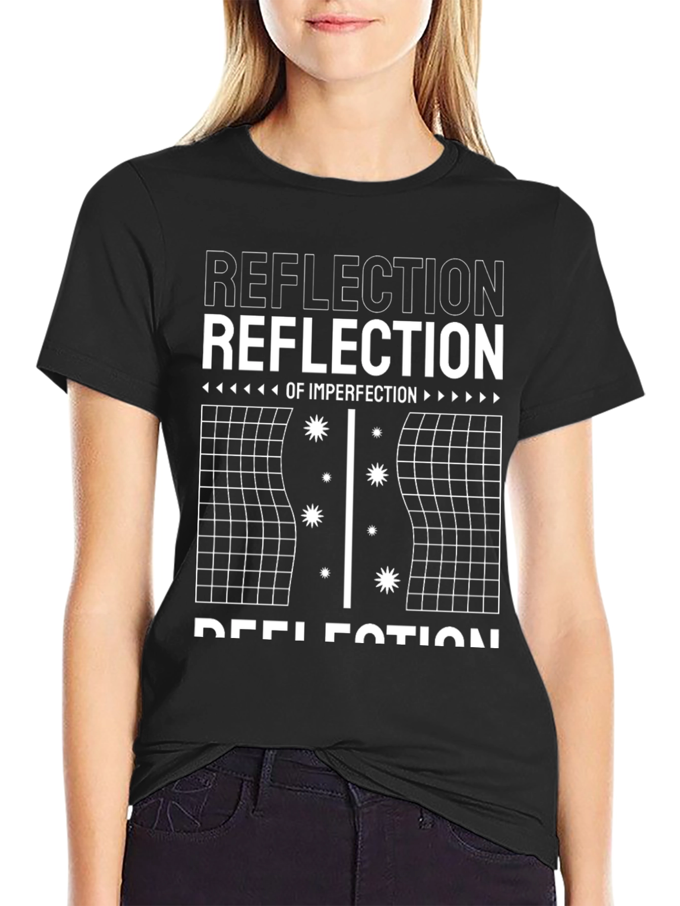 Reflection of Imperfection Graphic Tee - Black Cotton T-Shirt