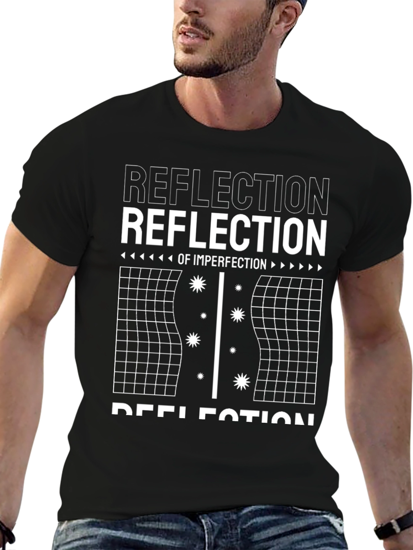 Reflection of Imperfection Graphic Tee - Black Cotton T-Shirt