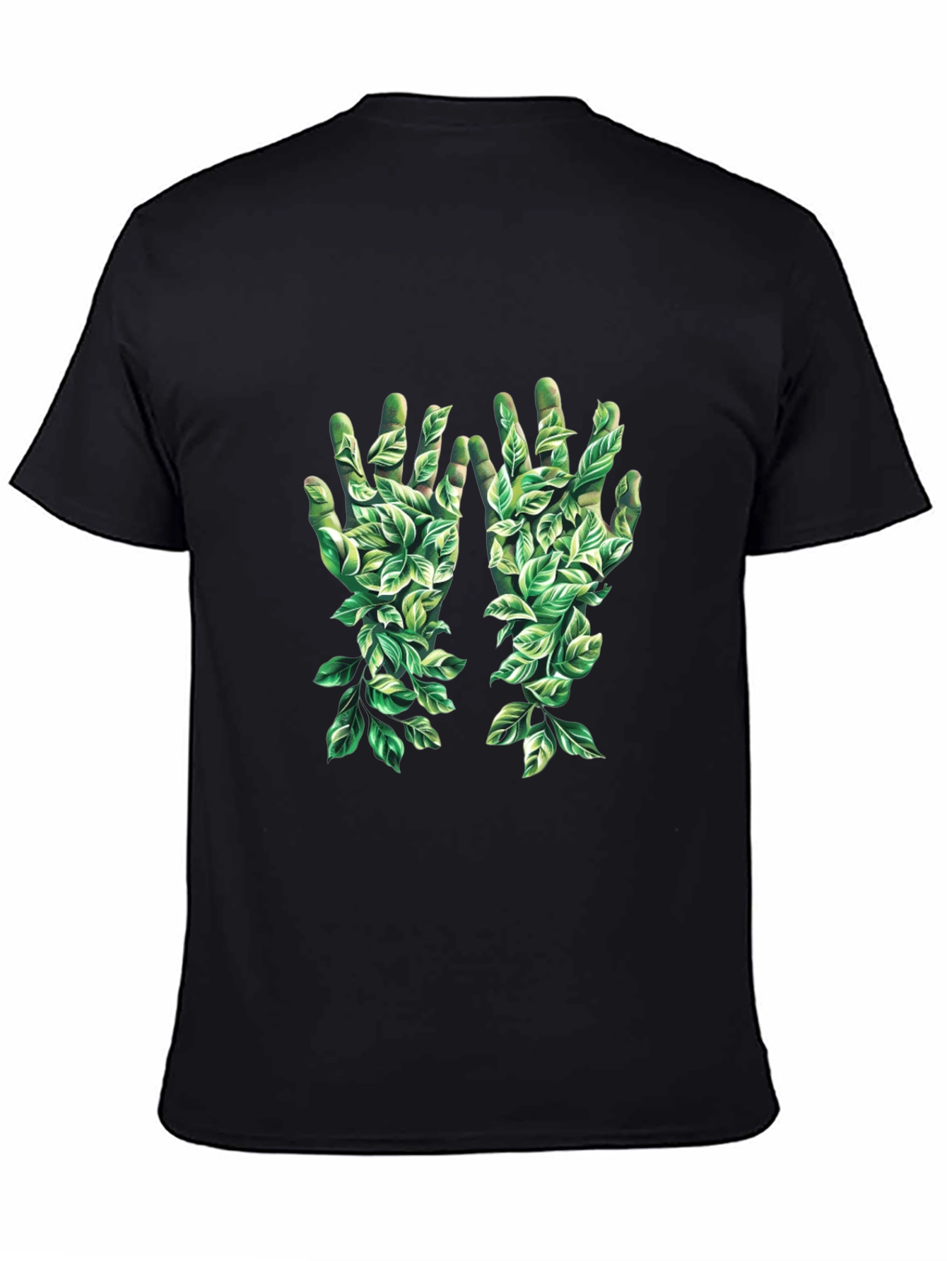 Leaf Hands Graphic Black T-Shirt