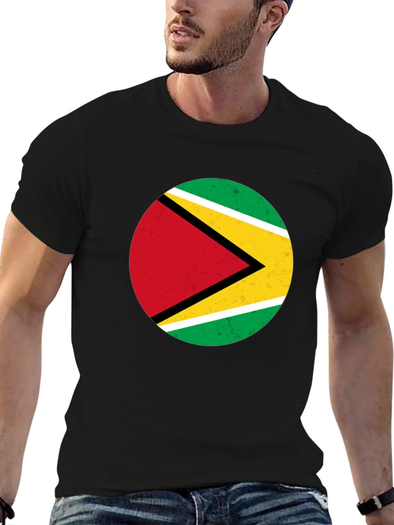 Guyana Flag Graphic Black T-Shirt