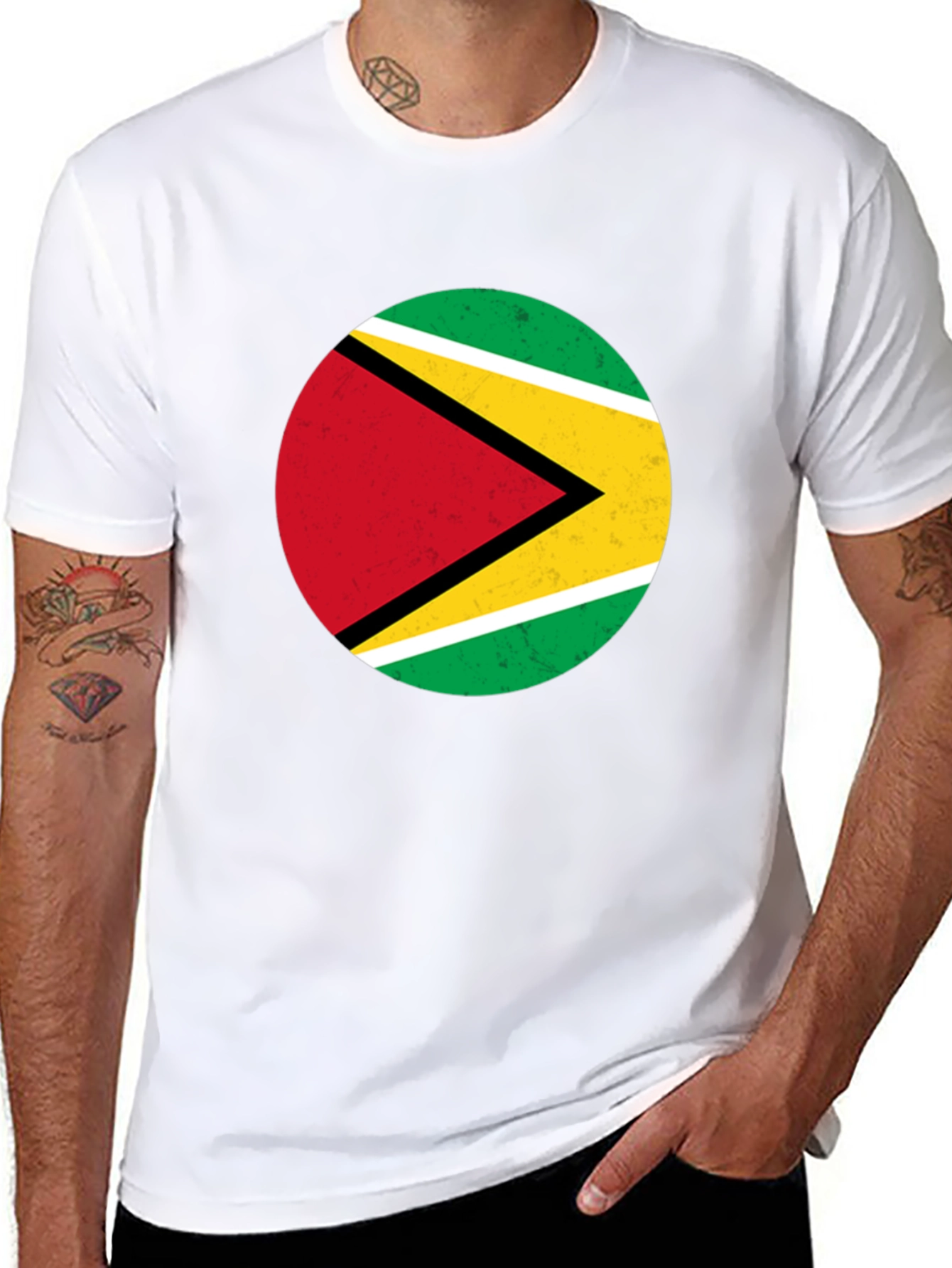 Guyana Flag Graphic Black T-Shirt