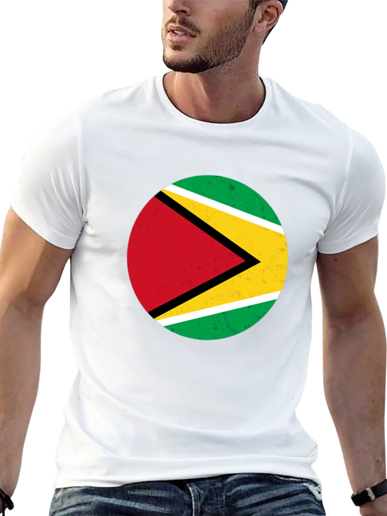 Guyana Flag Graphic Black T-Shirt