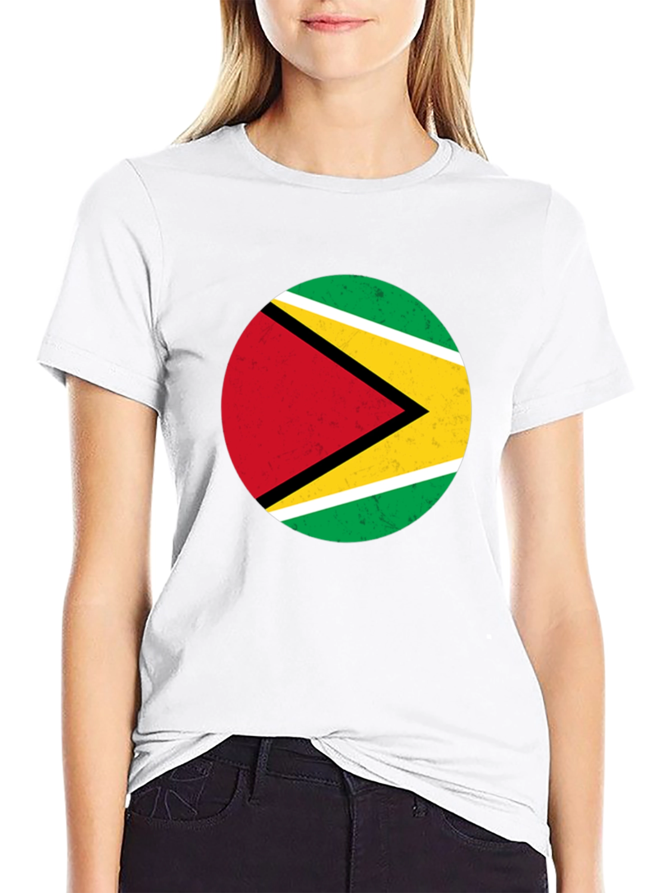 Guyana Flag Graphic Black T-Shirt