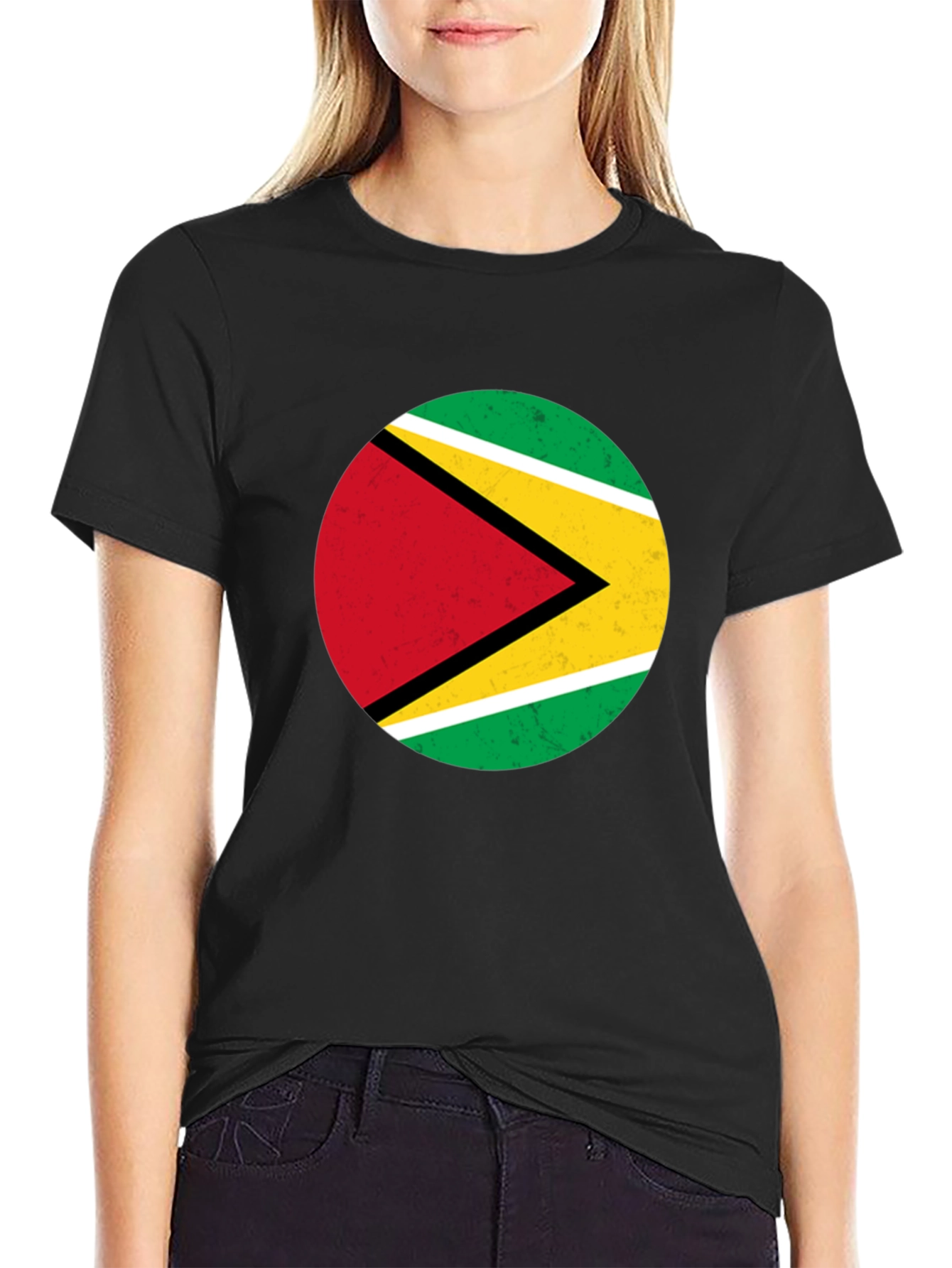 Guyana Flag Graphic Black T-Shirt