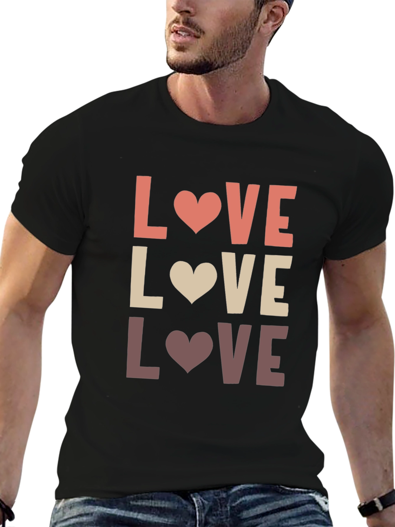 Love Heart Graphic T-Shirt - Mens Casual Tee