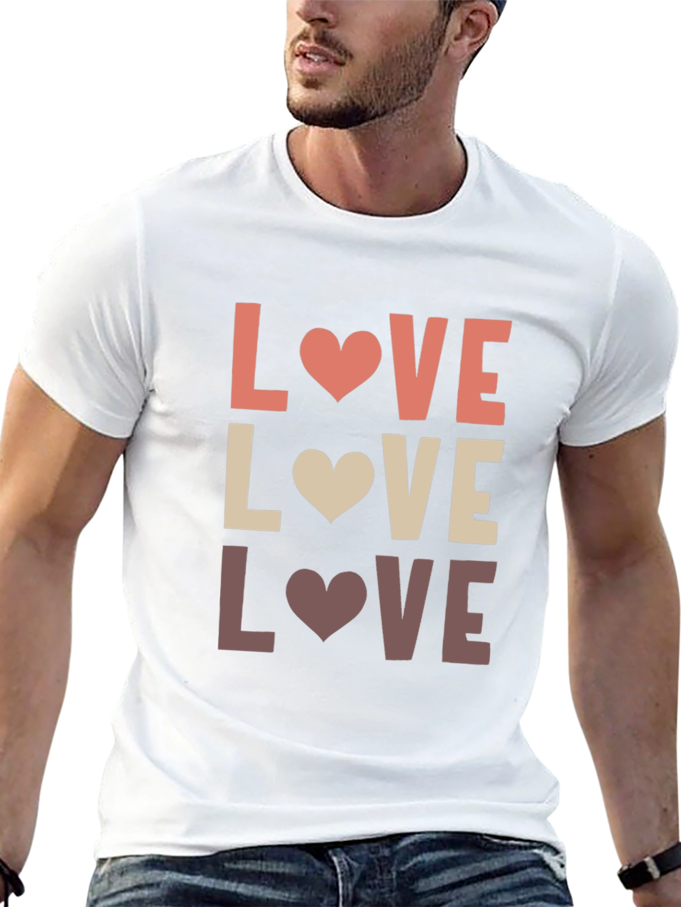 Love Heart Graphic T-Shirt - Mens Casual Tee