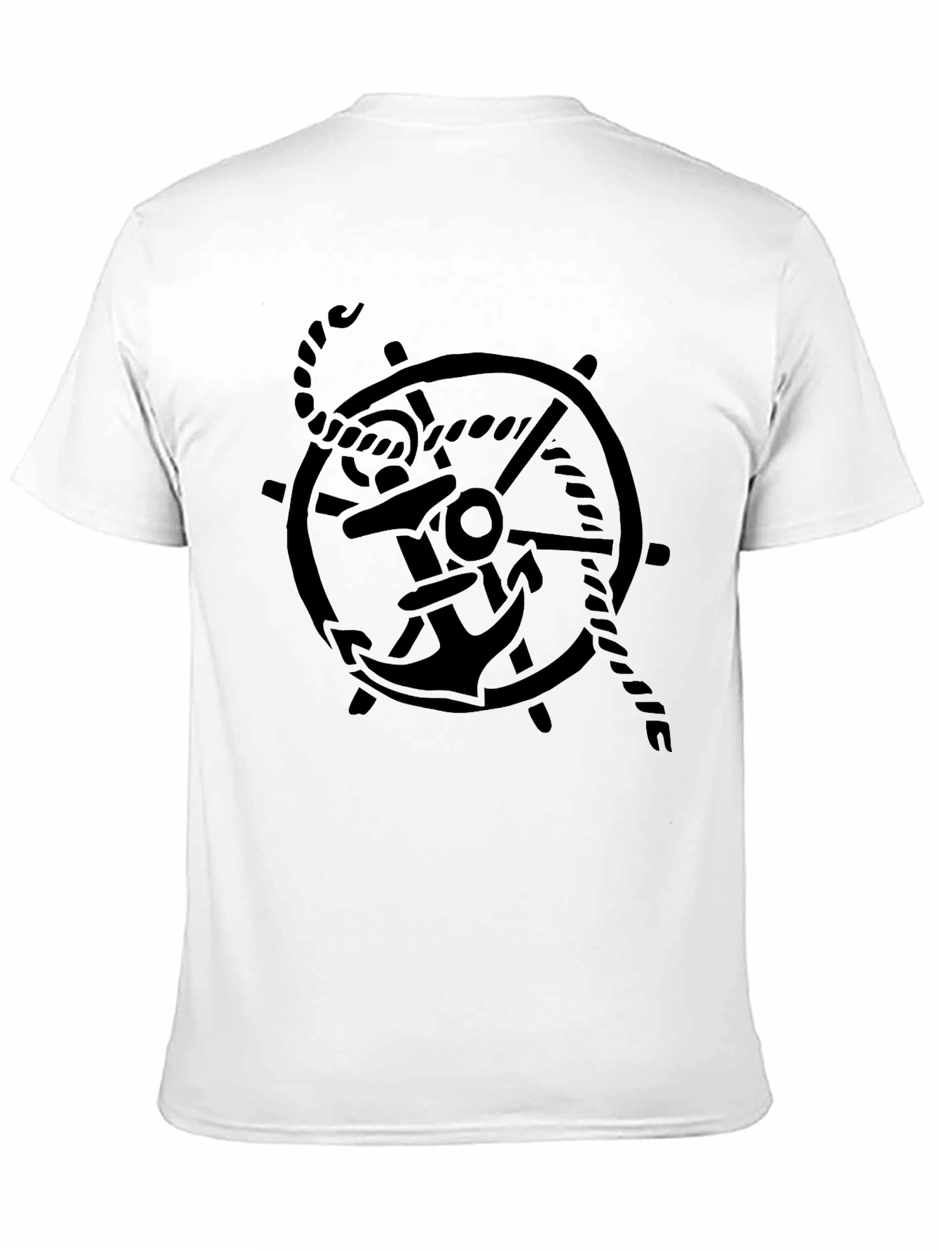 Nautical Anchor Wheel Graphic Tee - Black
