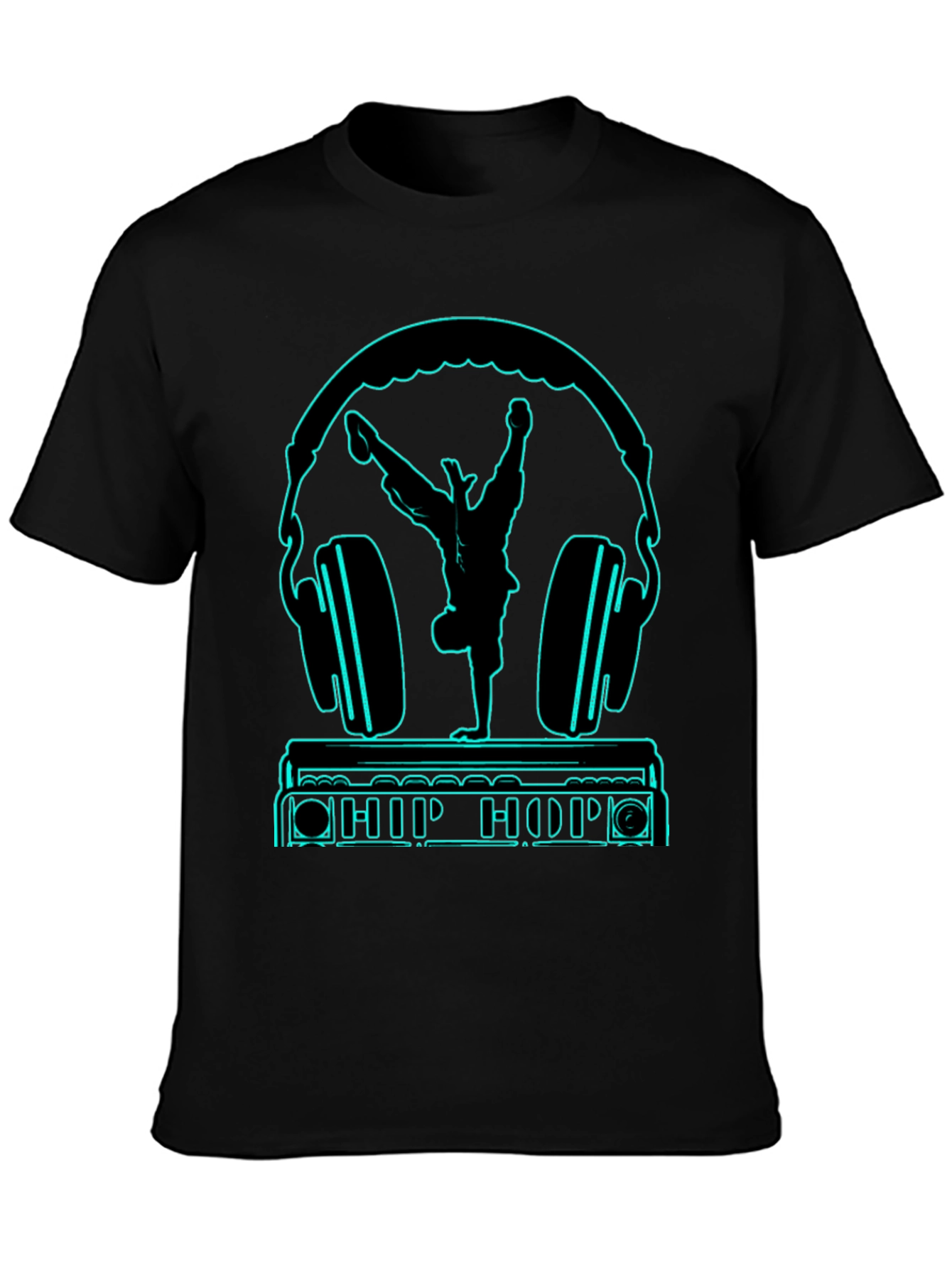 Hip Hop Headphones Graphic Tee - Black