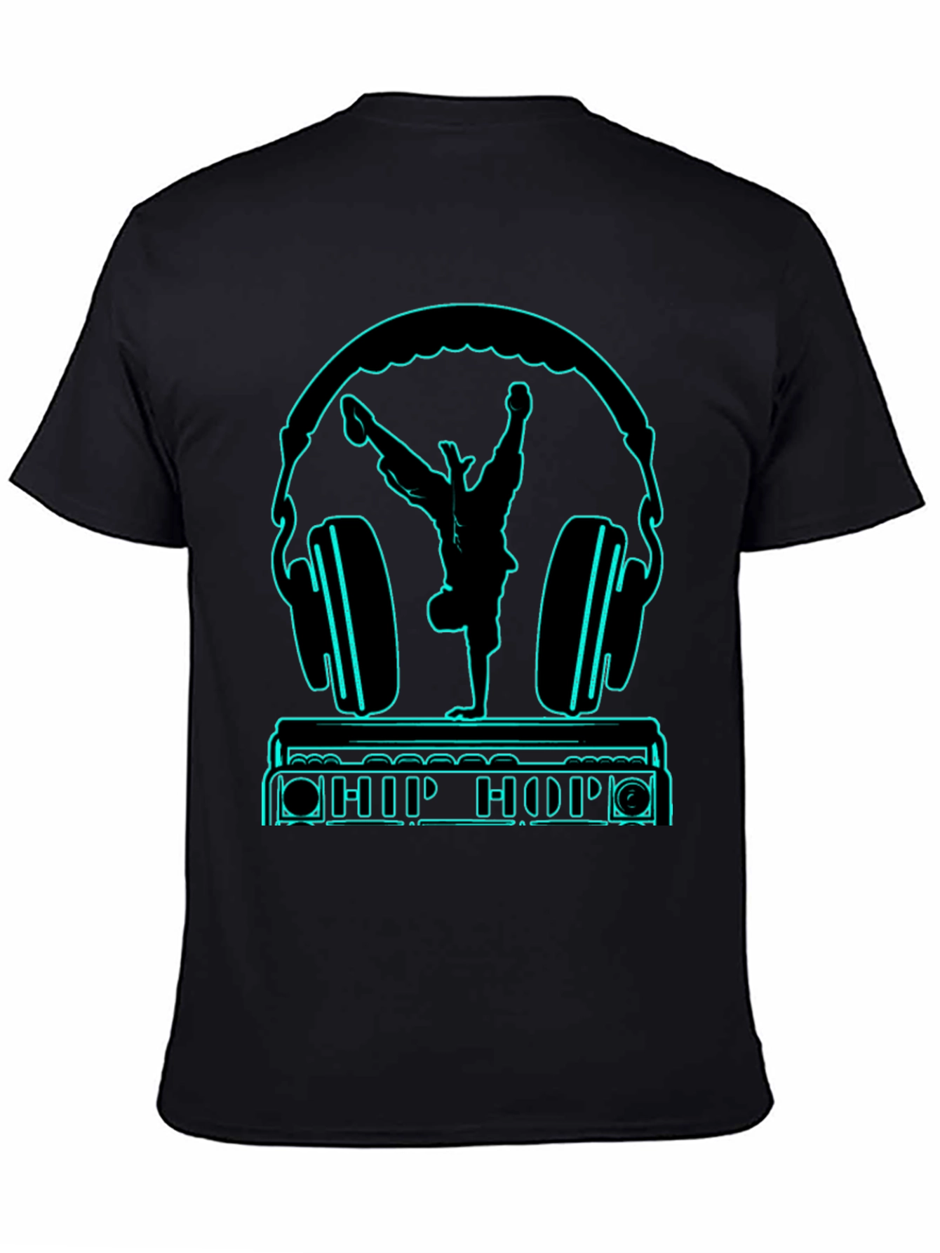 Hip Hop Headphones Graphic Tee - Black