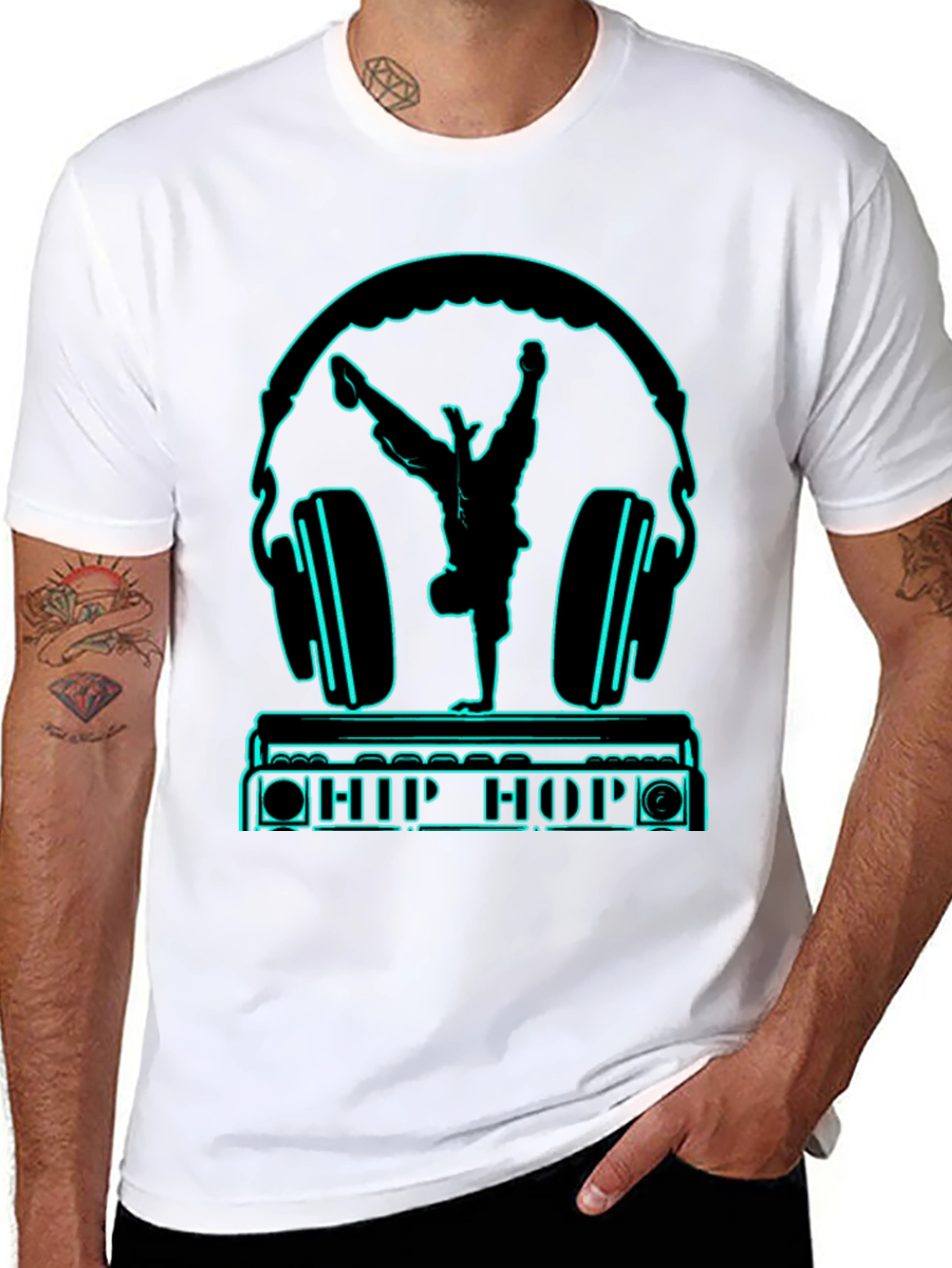 Hip Hop Headphones Graphic Tee - Black