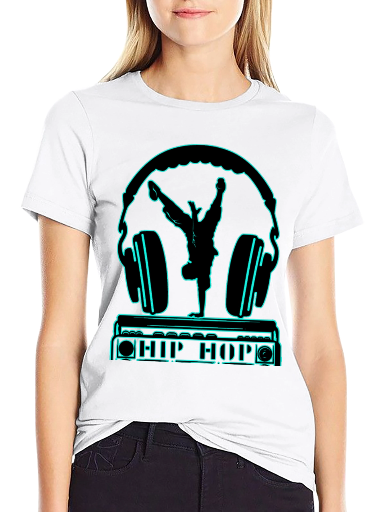 Hip Hop Headphones Graphic Tee - Black