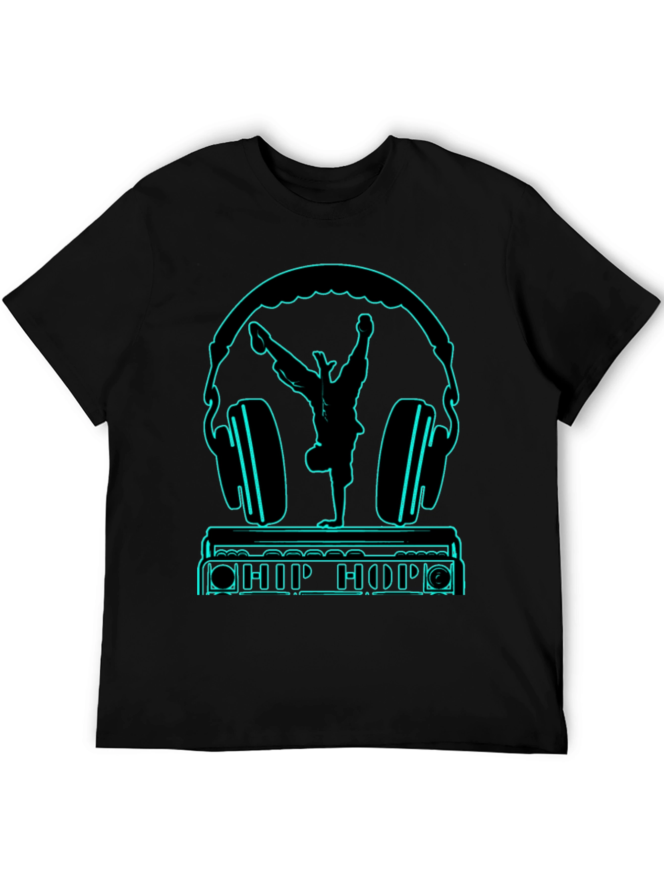 Hip Hop Headphones Graphic Tee - Black