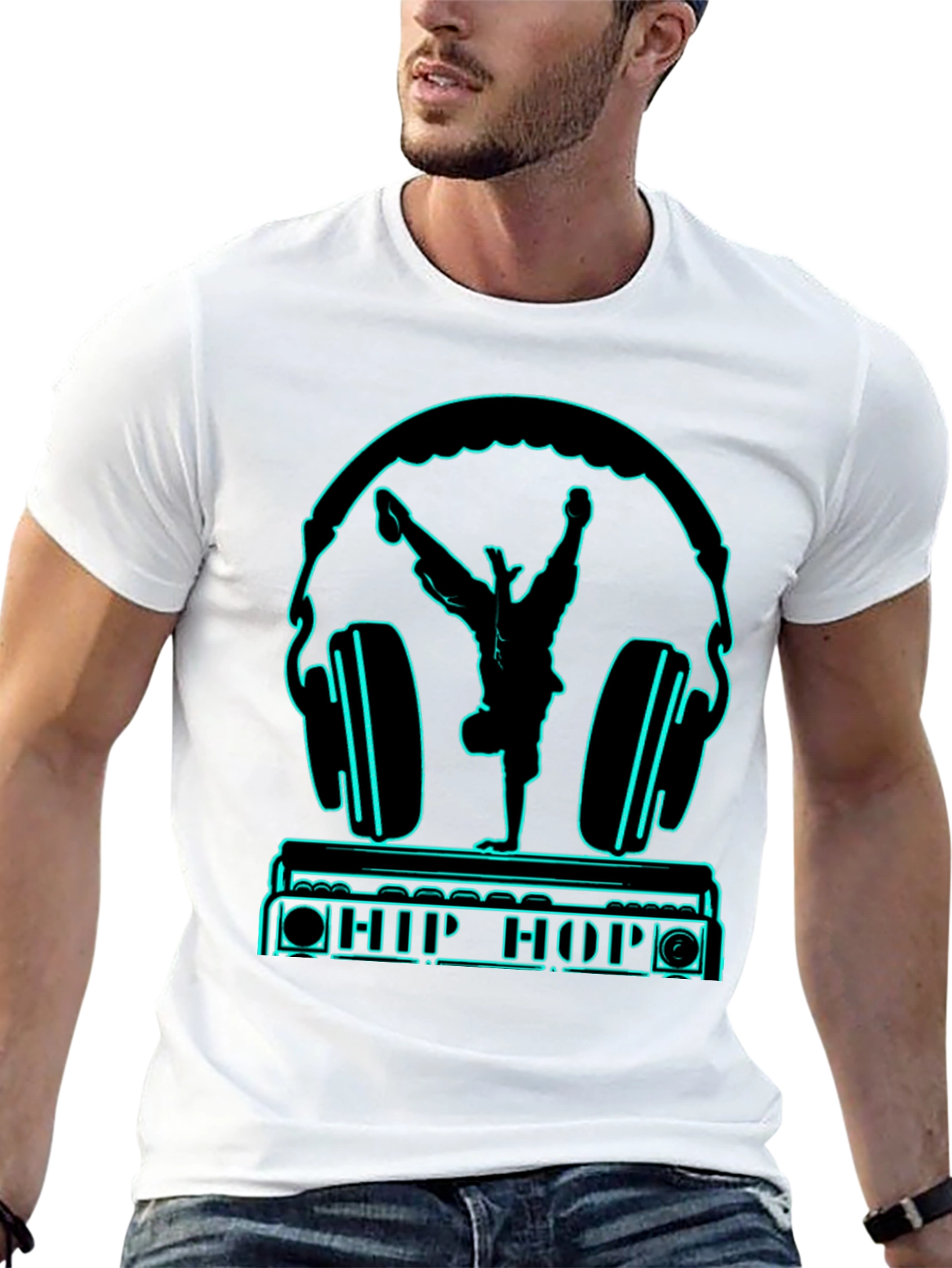 Hip Hop Headphones Graphic Tee - Black