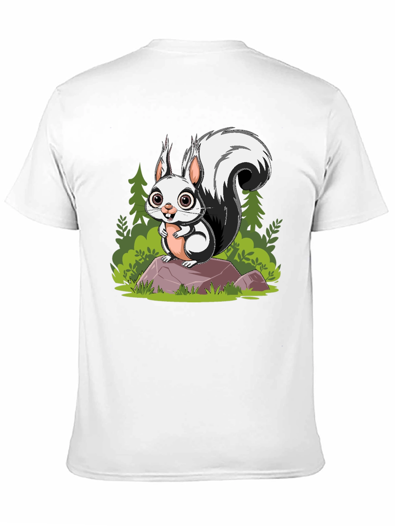 Cartoon Squirrel Graphic Tee - Black
