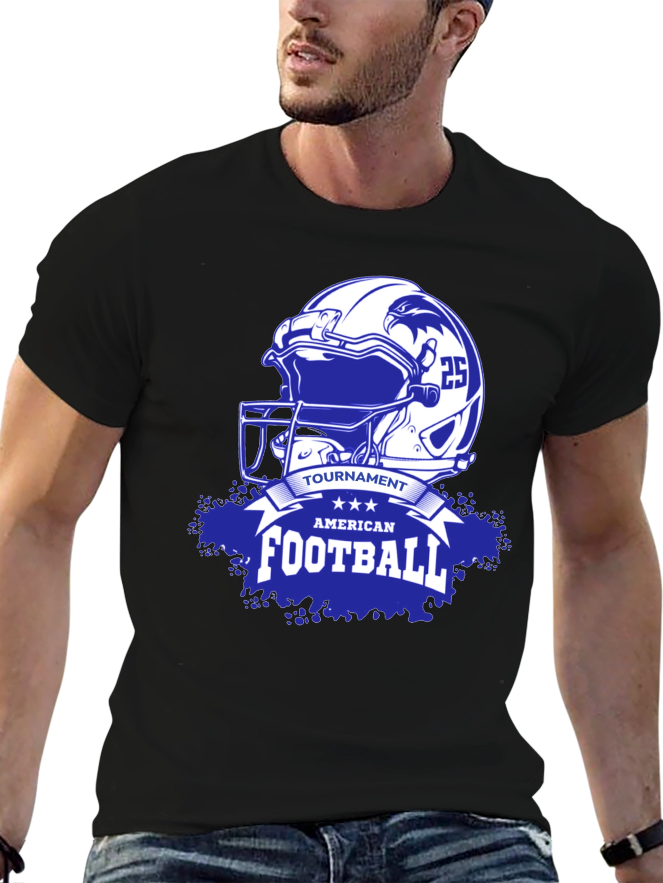 American Football Tournament Black T-Shirt