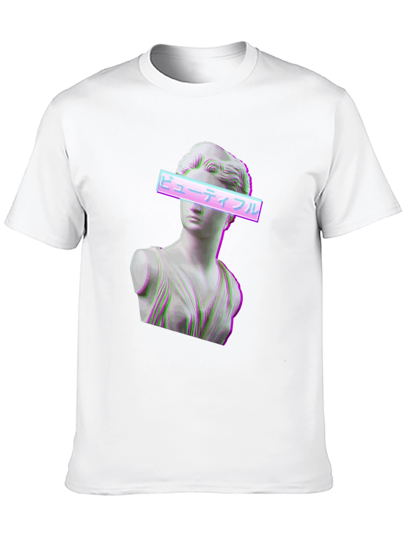Aesthetic Vaporwave Statue Graphic T-Shirt - Black