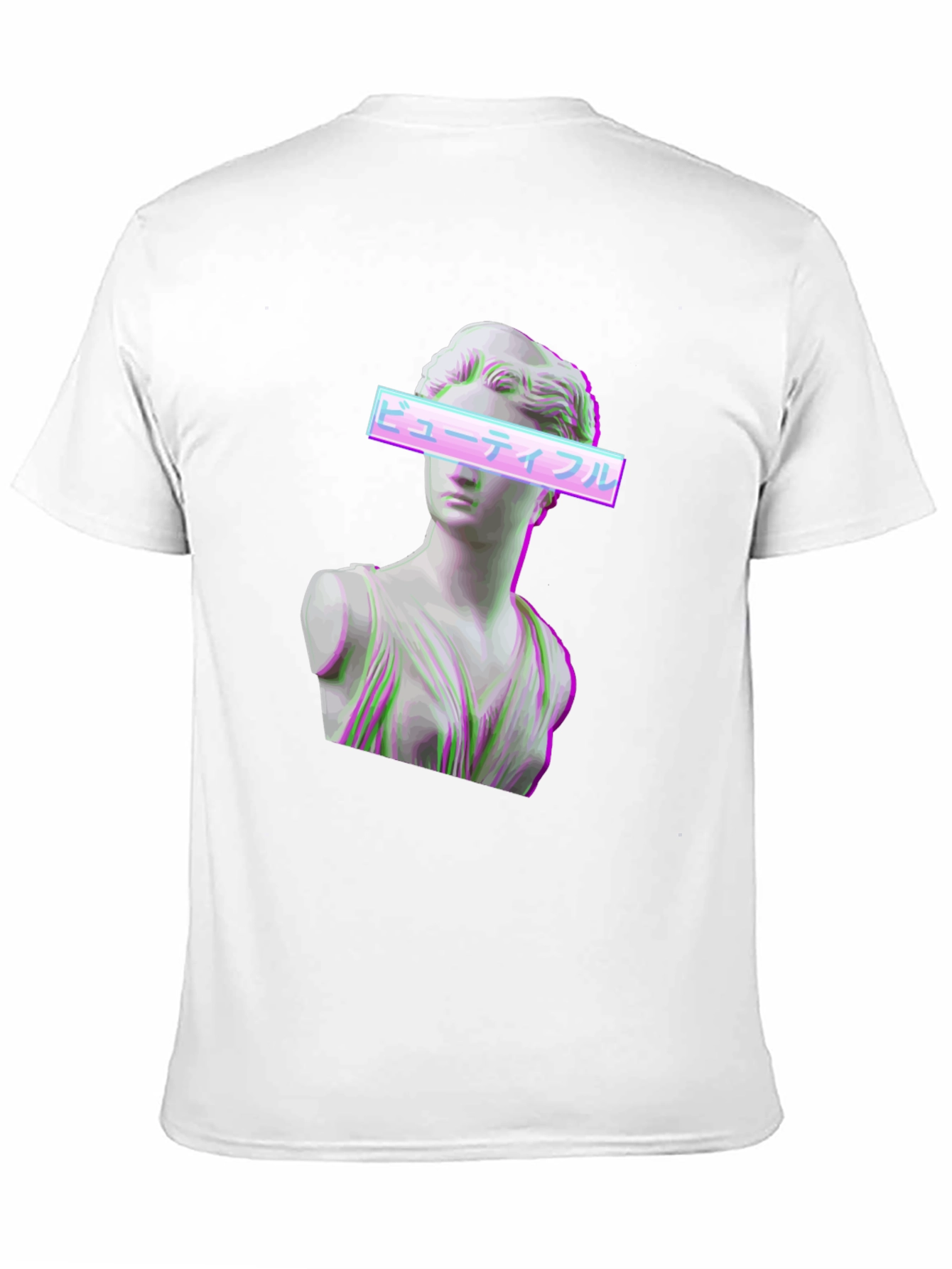 Aesthetic Vaporwave Statue Graphic T-Shirt - Black
