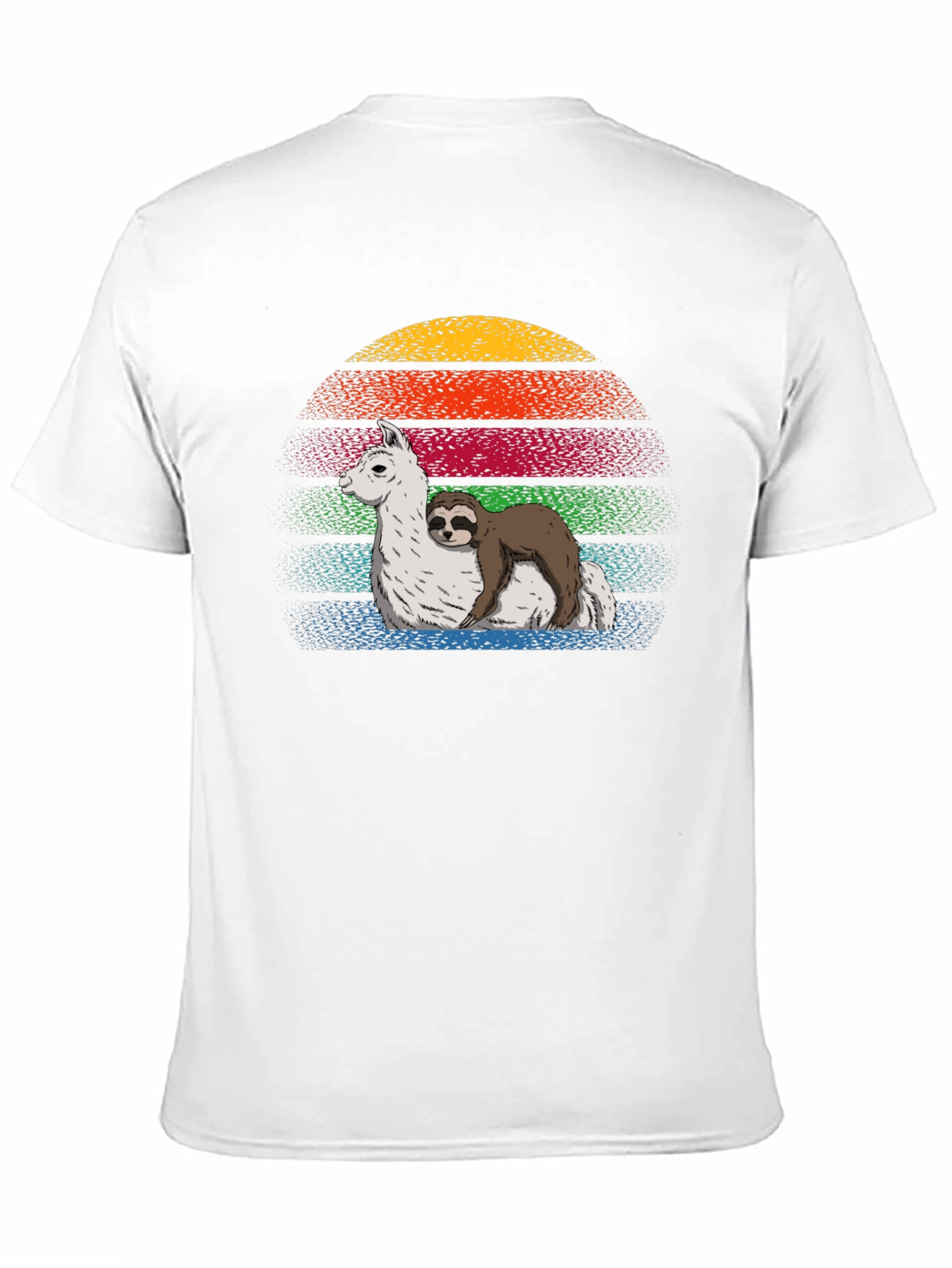Sloth Hugging Llama Sunset Graphic Tee